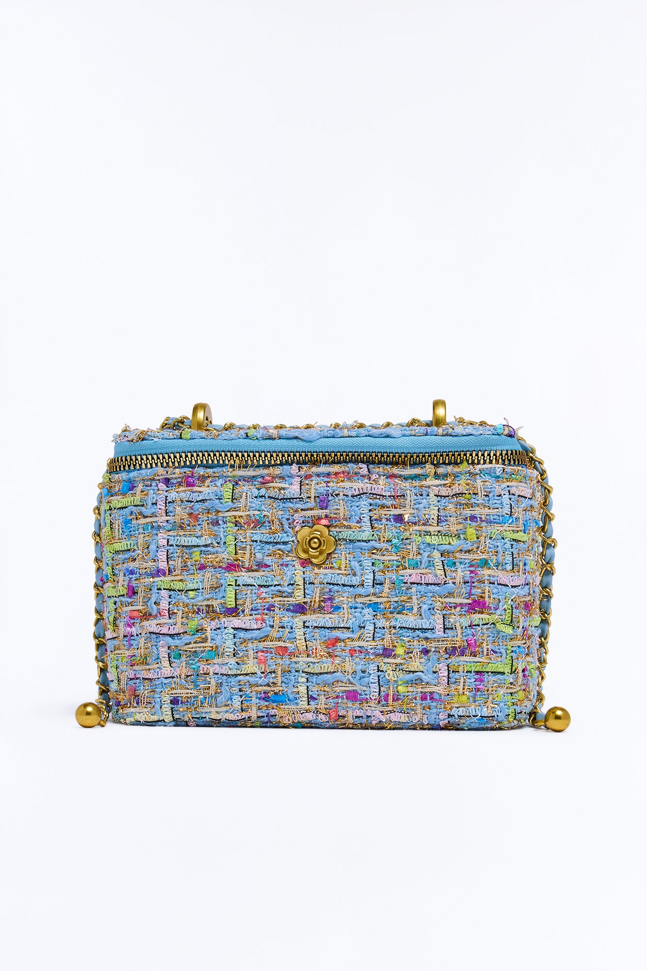 Classic Tweed Crossbody Handbag - Light Blue