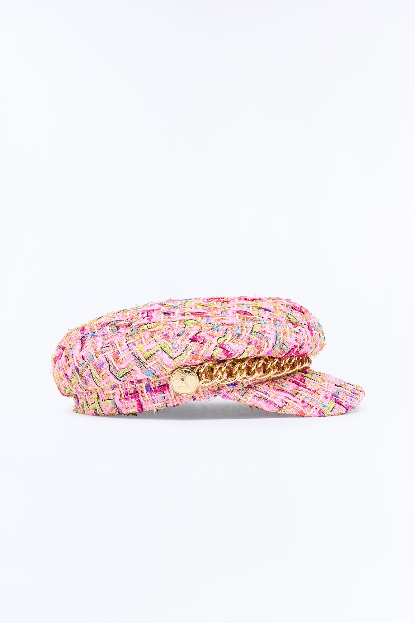 All Fun And Games Tweed Cabbie Hat - Pink/combo