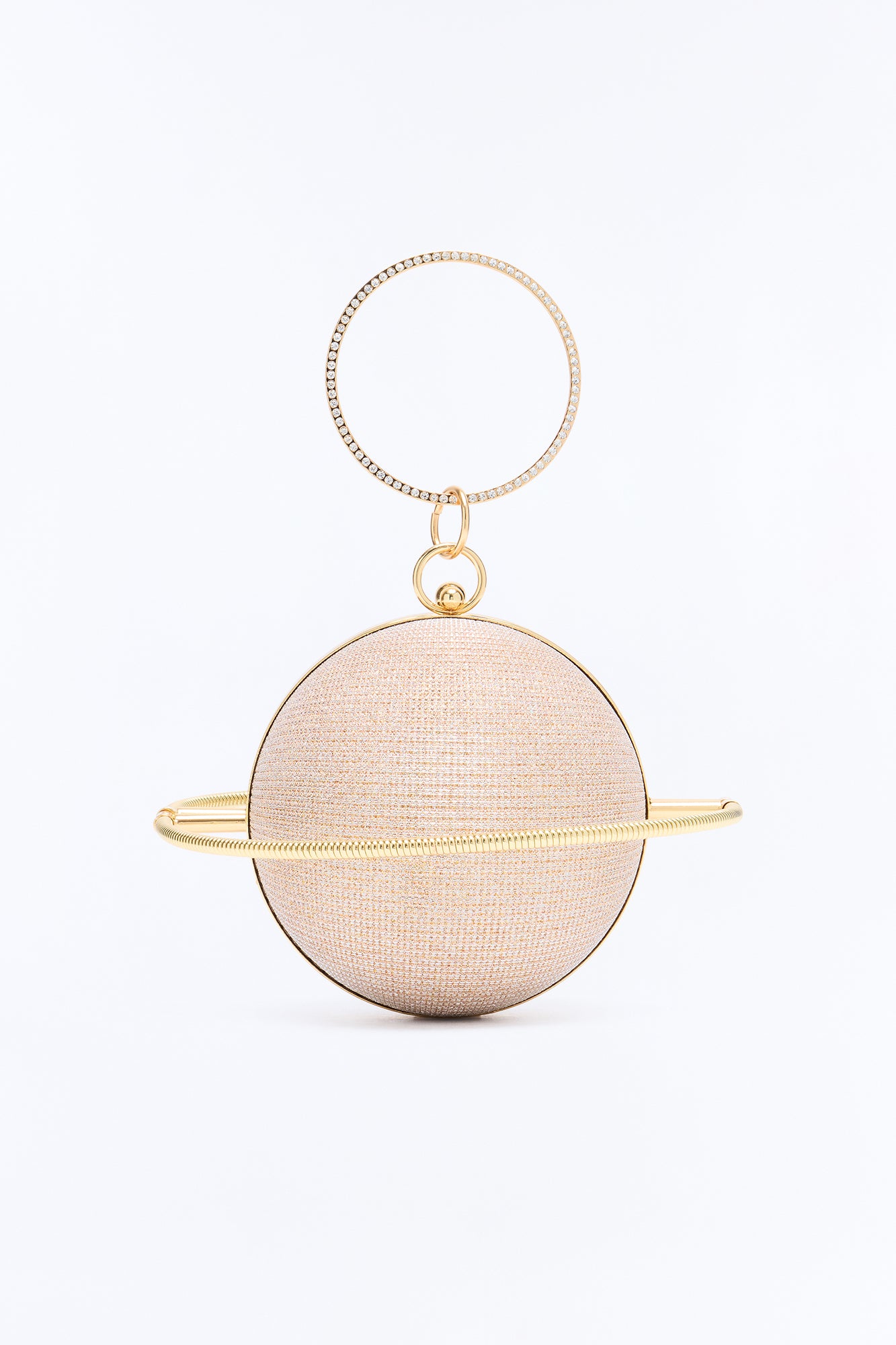 Saturn Light Metal Satchel Handbag - Gold