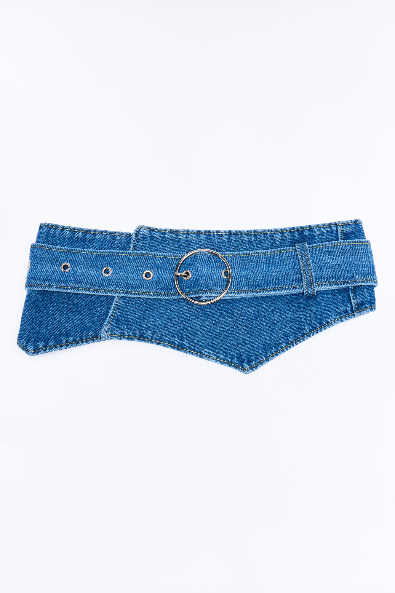 Sculpted In Denim Corset Belt - Denim