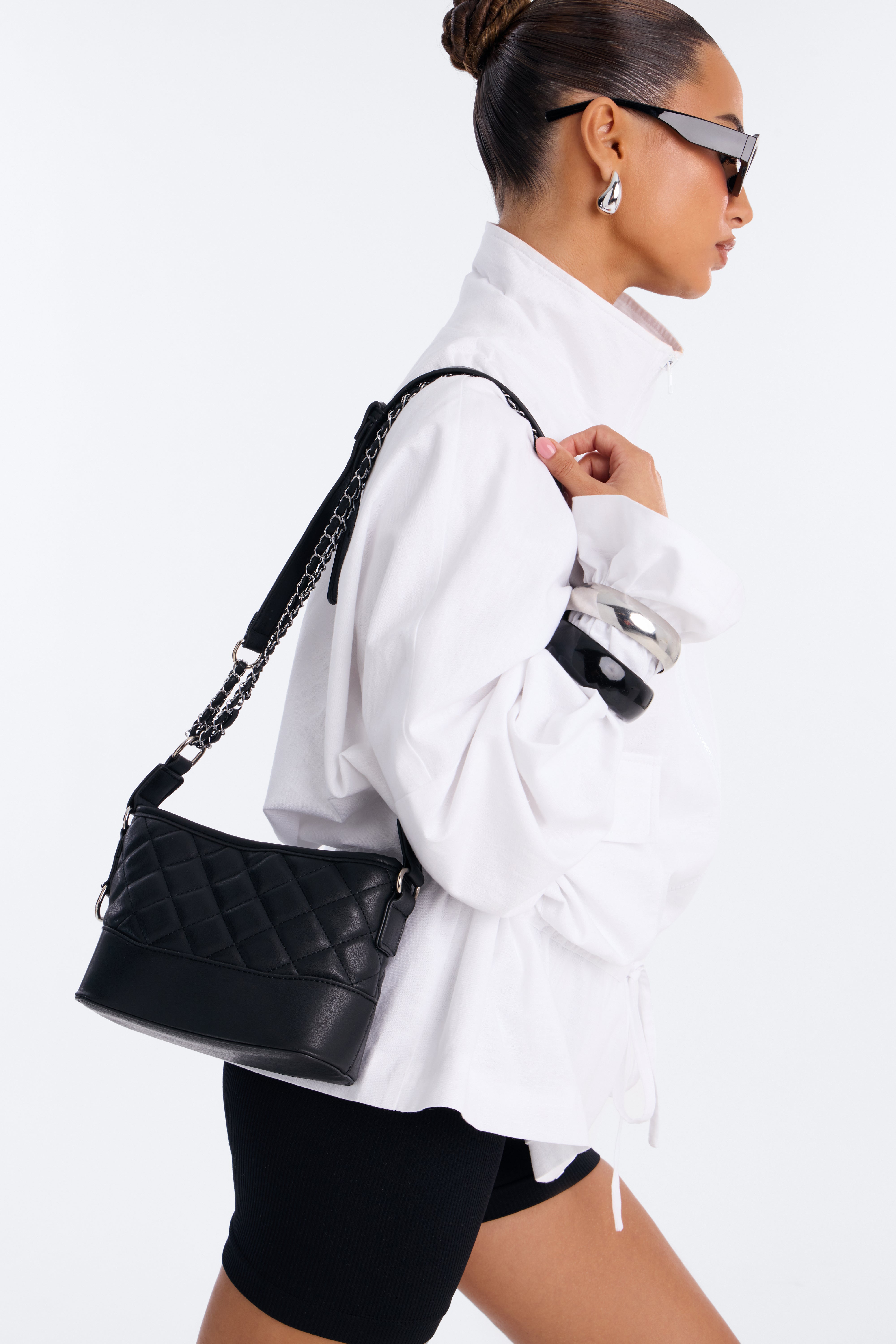 Pillow Talk Faux Leather Crossbody Handbag - Black