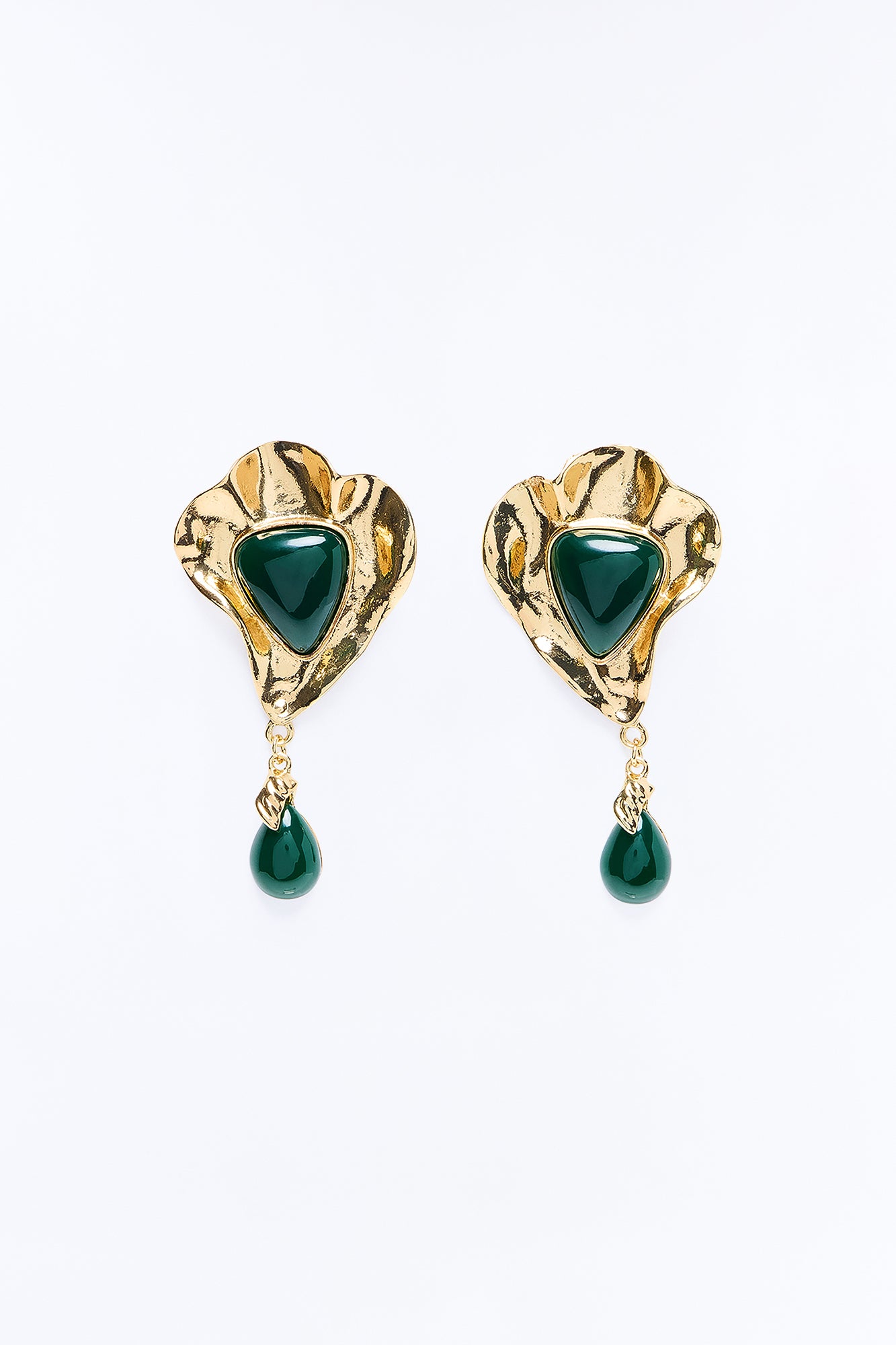 Moonlit Hours Drop Earrings - Gold/Green