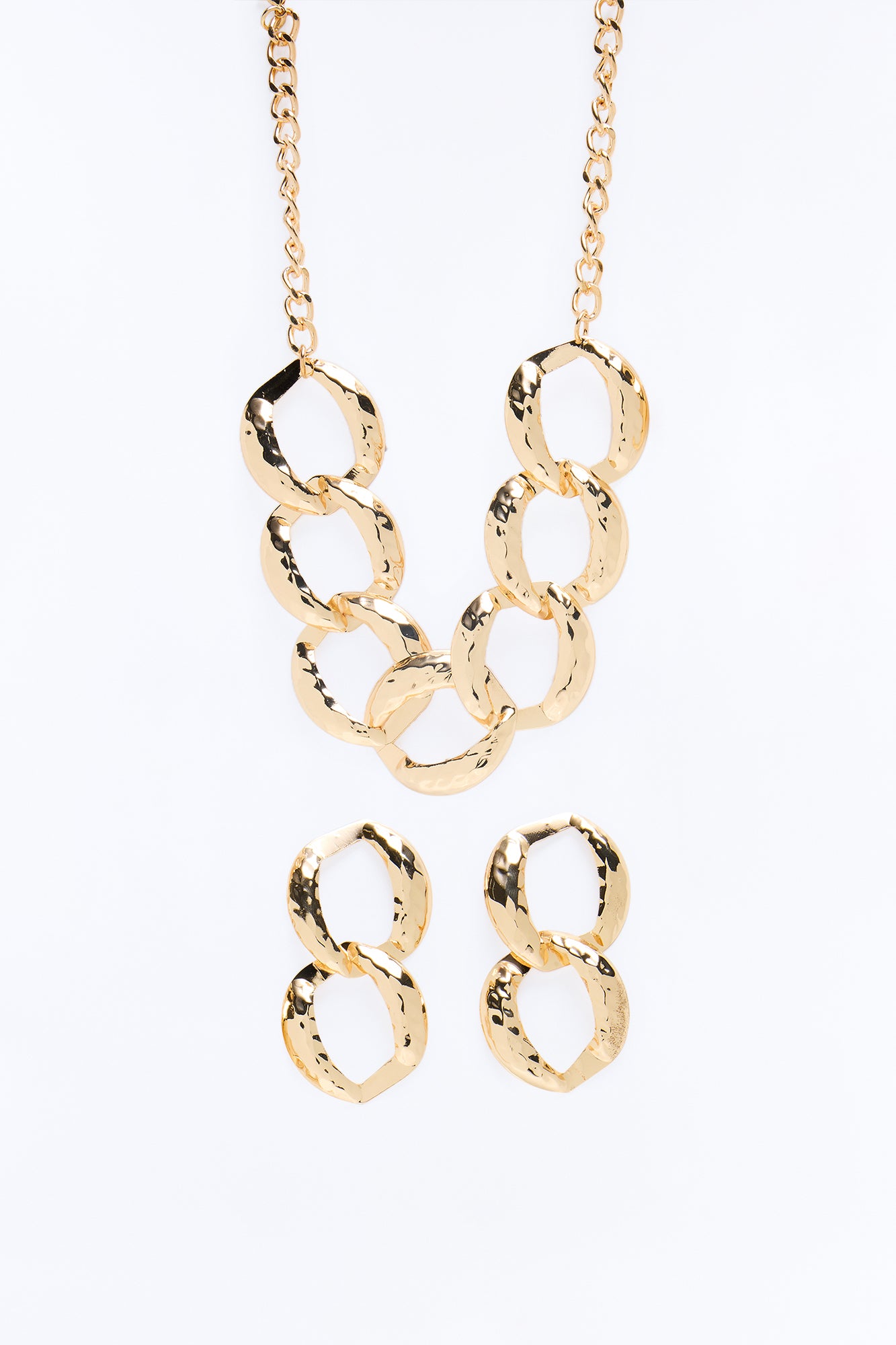 Modern Day Muse Necklace And Earring Set - Gold