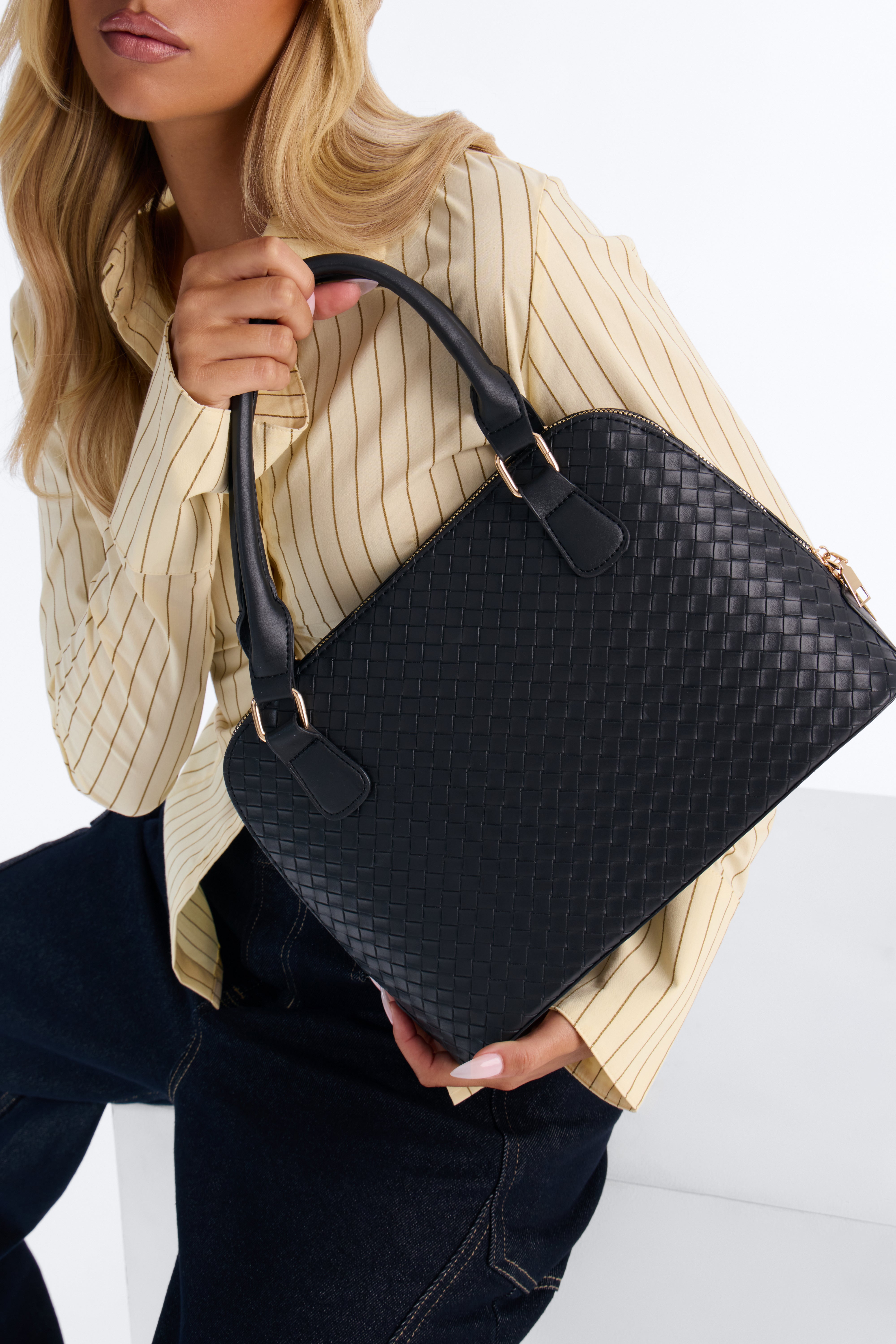 Bag It Up Faux Leather 3 Piece Satchel Handbag Set - Black