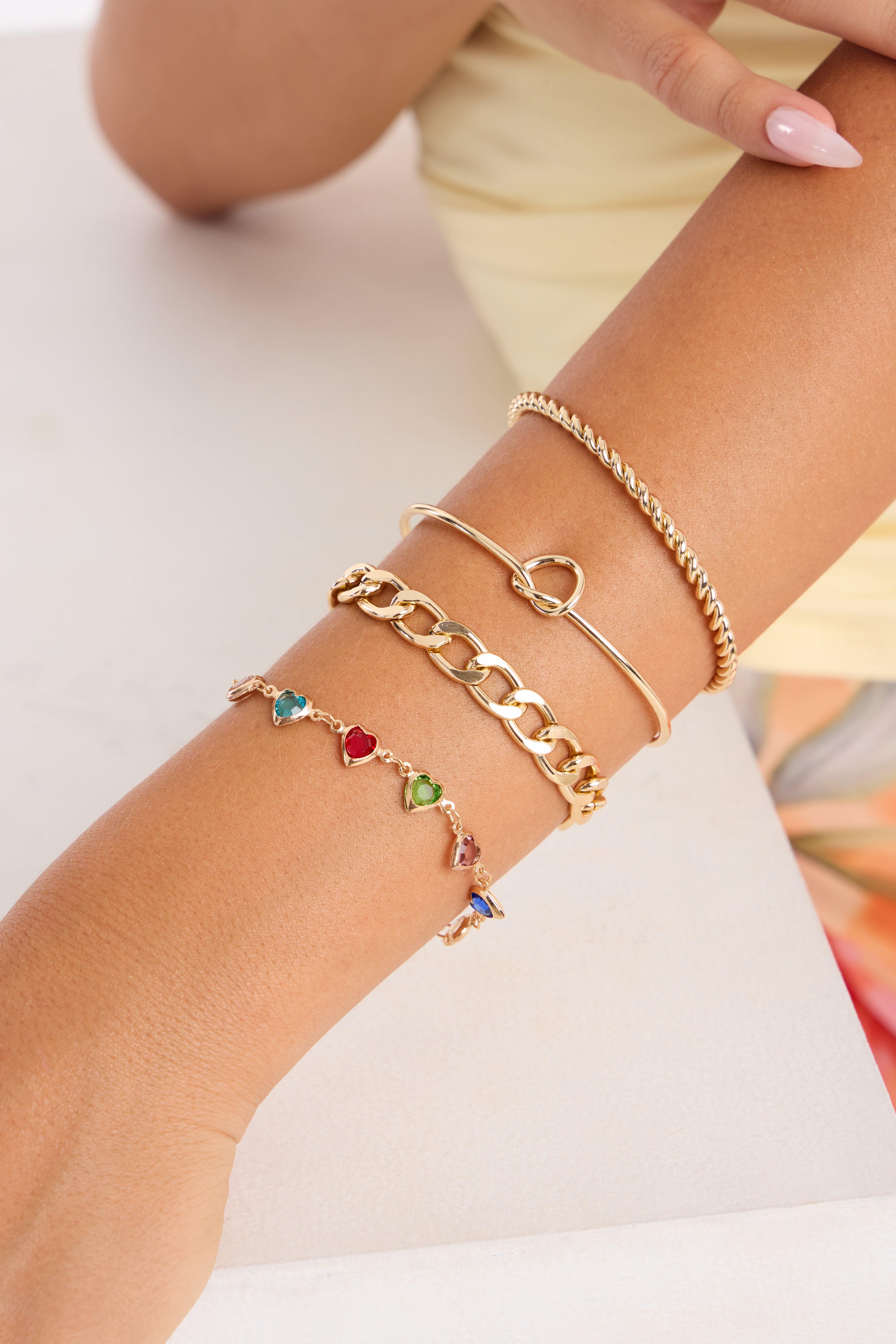 Found Each Other 4 Piece Bracelet Set - Gold/Multi