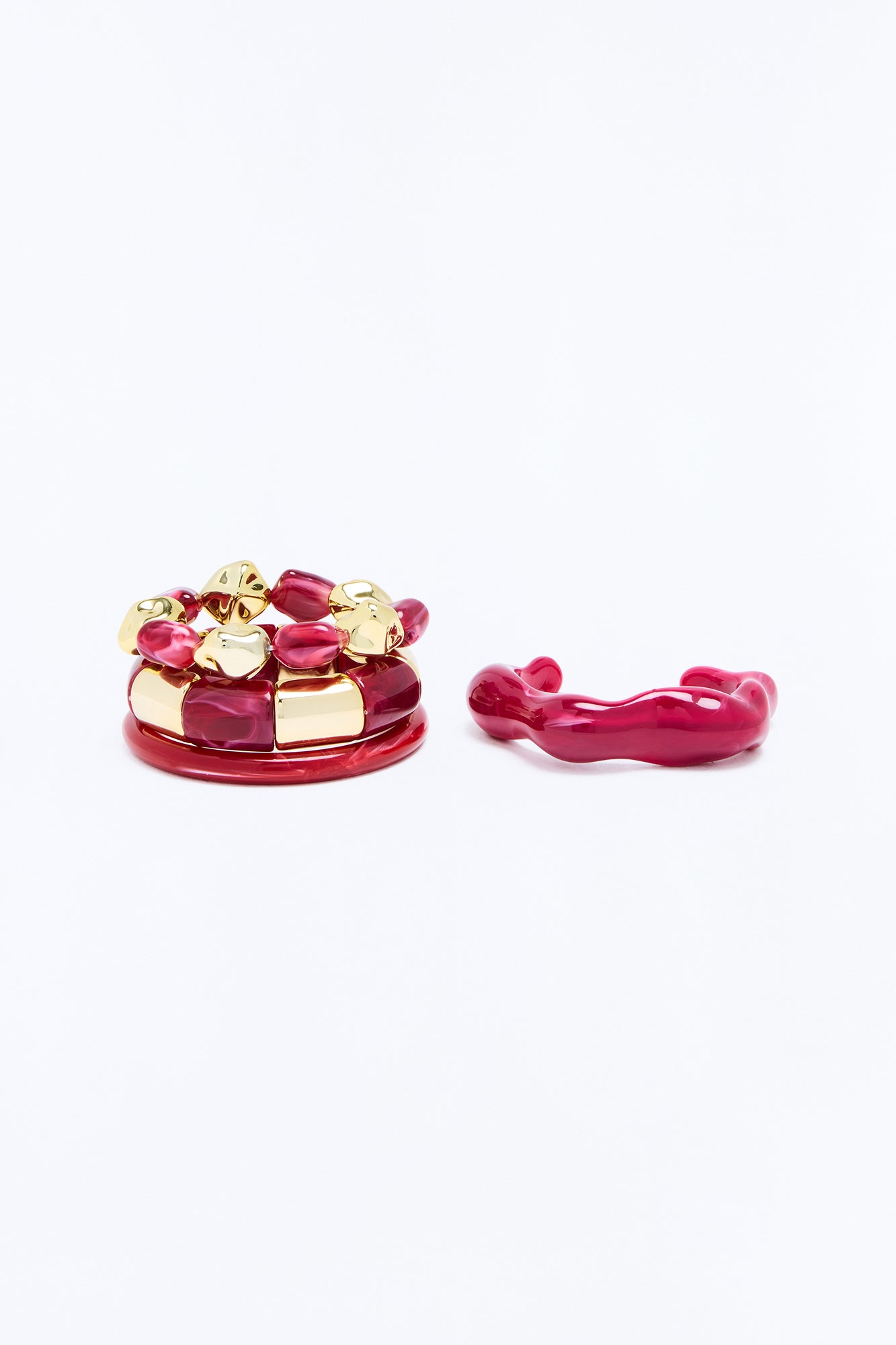 Island Glow 4 Piece Bracelet Set - Burgundy/combo