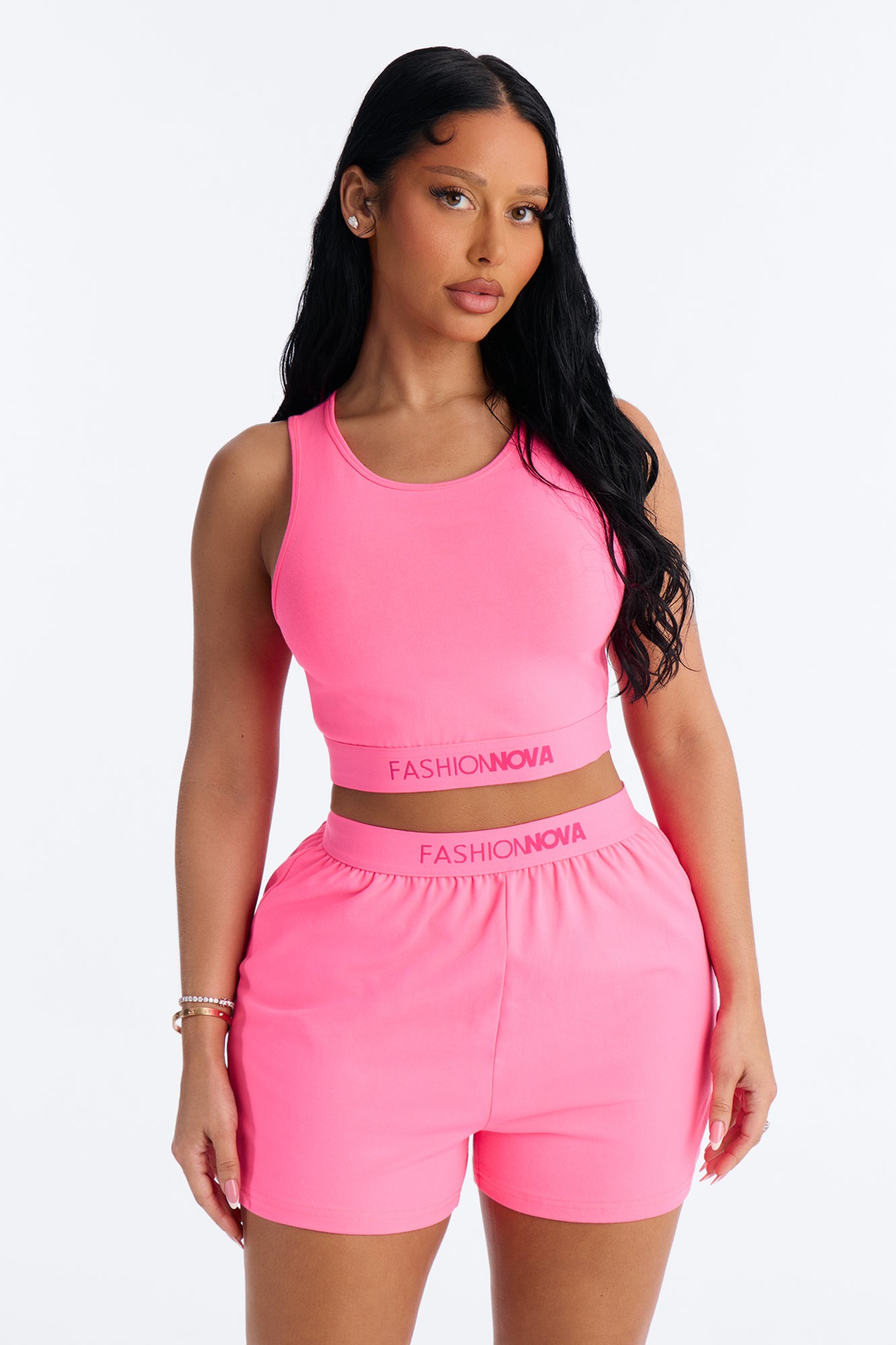 FN Mood High Neck Cotton Bra - Hot Pink
