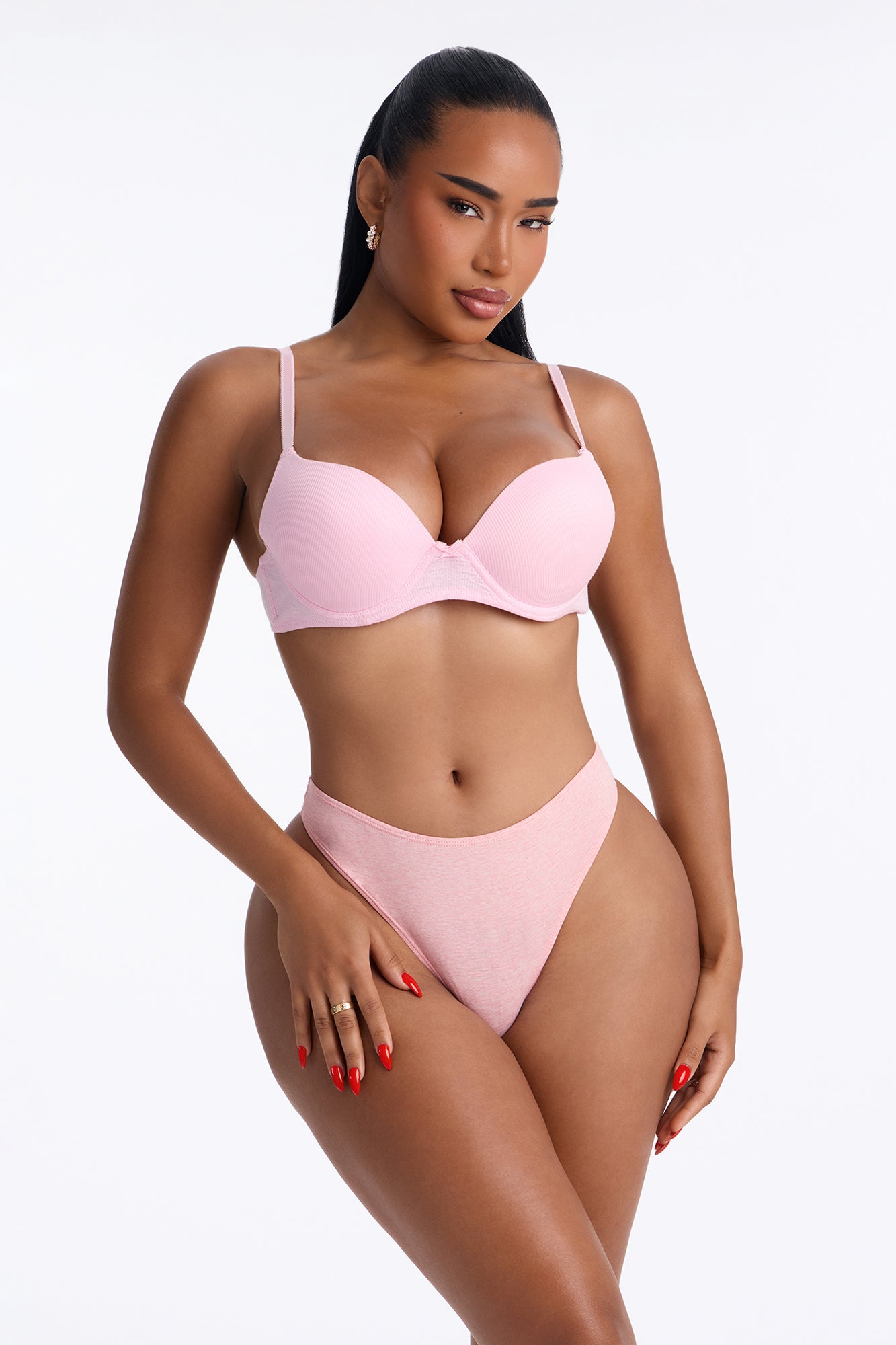 Nova Cotton Dipped Thong Panty - Heather Pink
