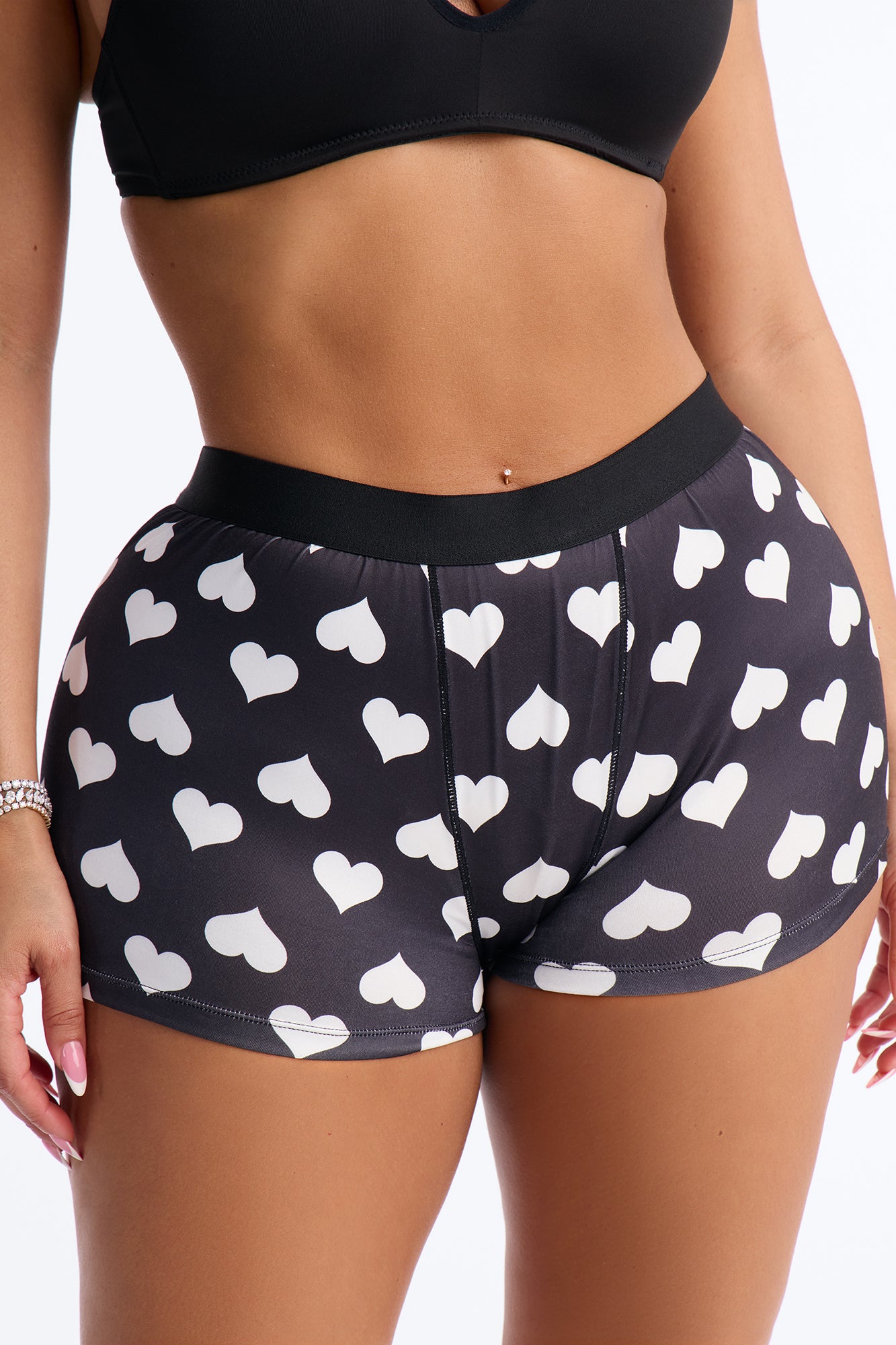 Sami Heart Lover Boxer Panty - Black/White