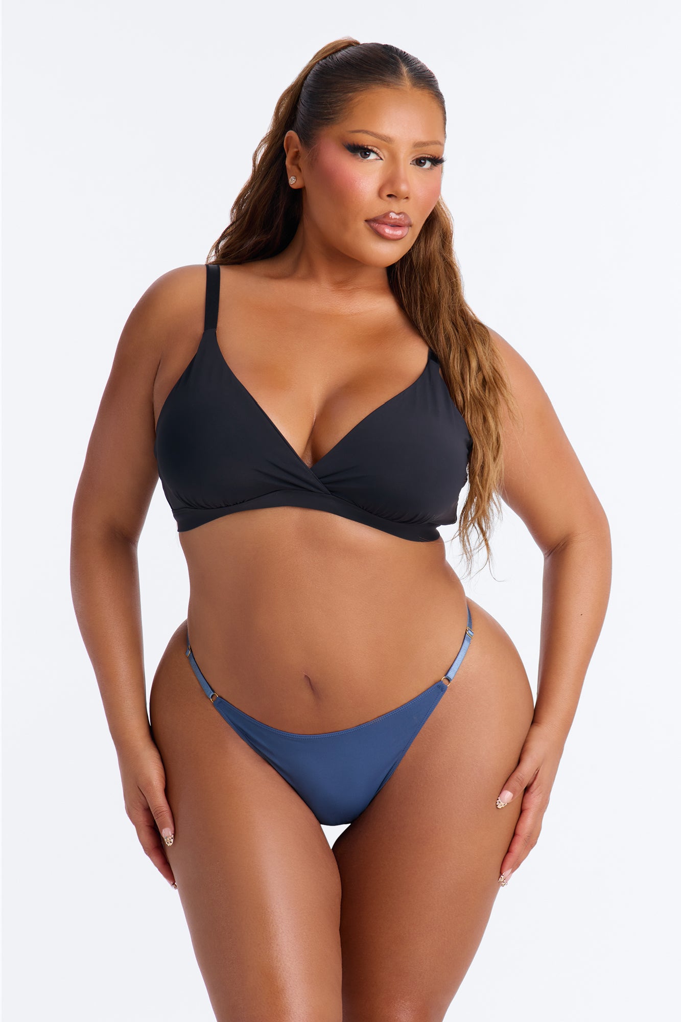 Nova Microfiber String Thong Panty - Slate Blue