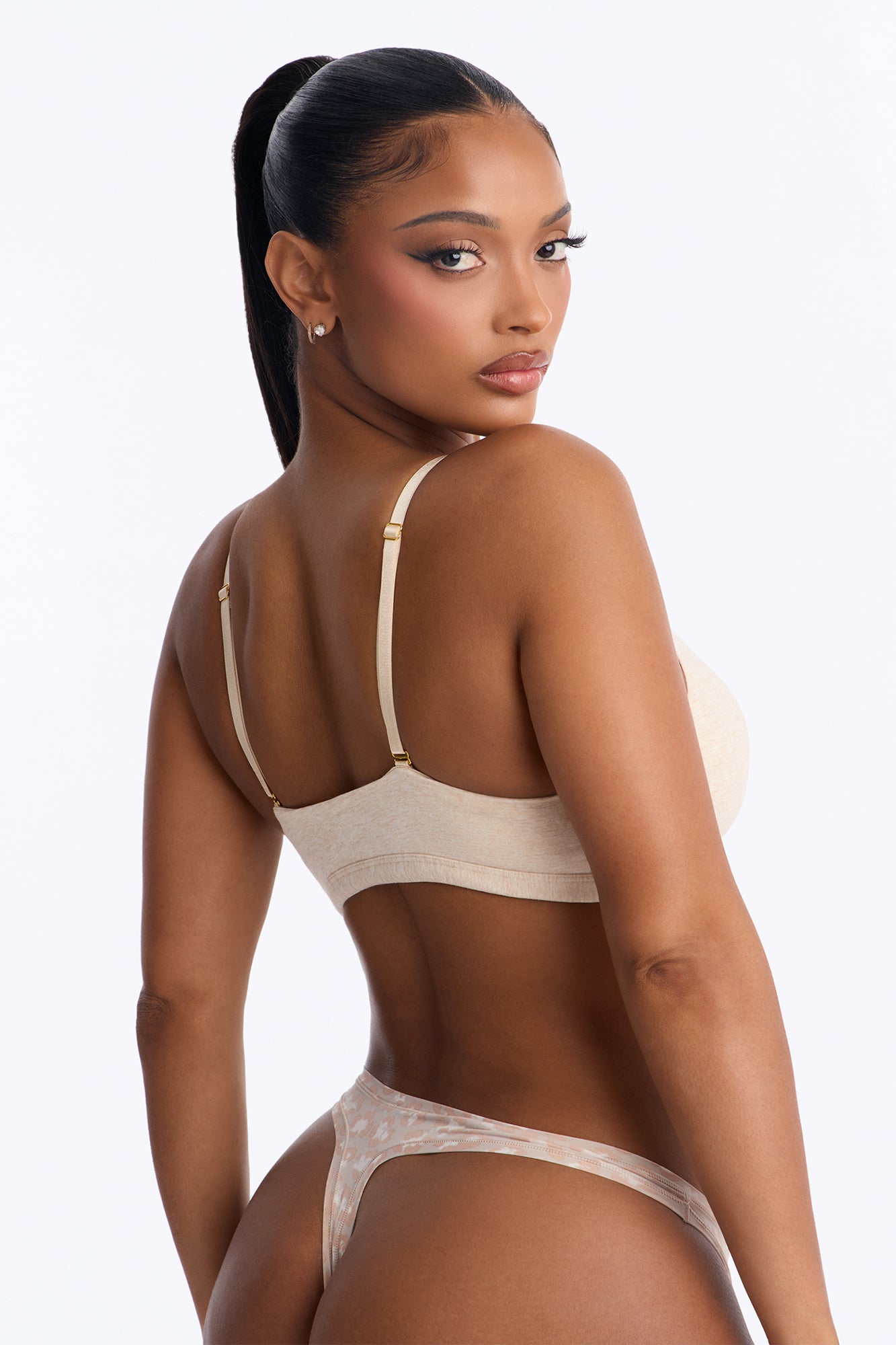 Nova Cotton Scoop Neck Bralette - Tan