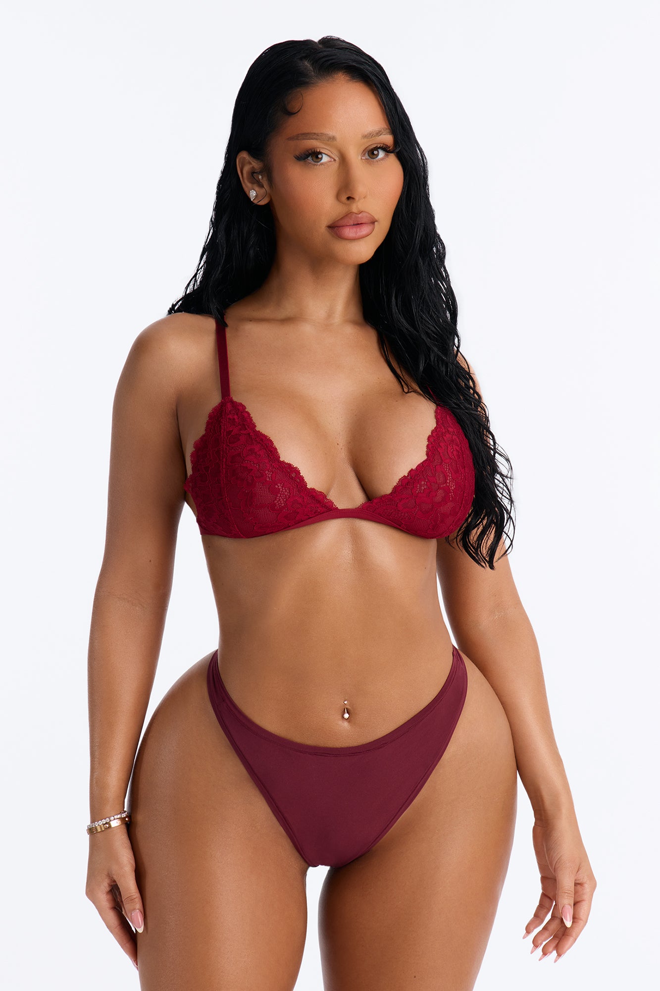 Nova Lace Triangle Bralette - DarkRed