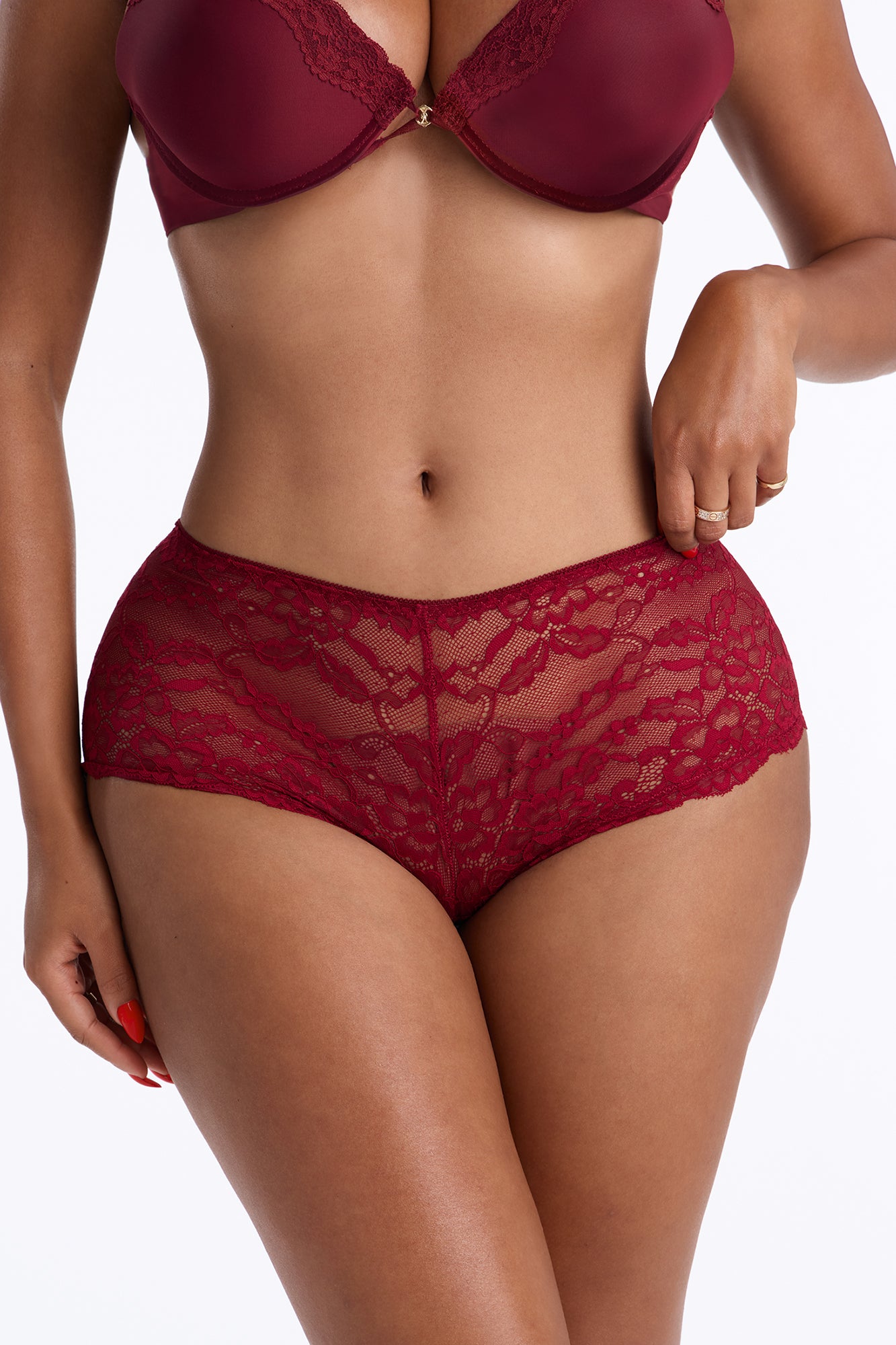 Nova Lace Boyshort Panty - DarkRed