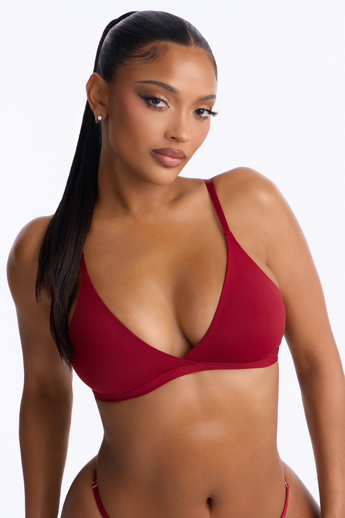 Nova Microfiber Triangle Bralette - DarkRed