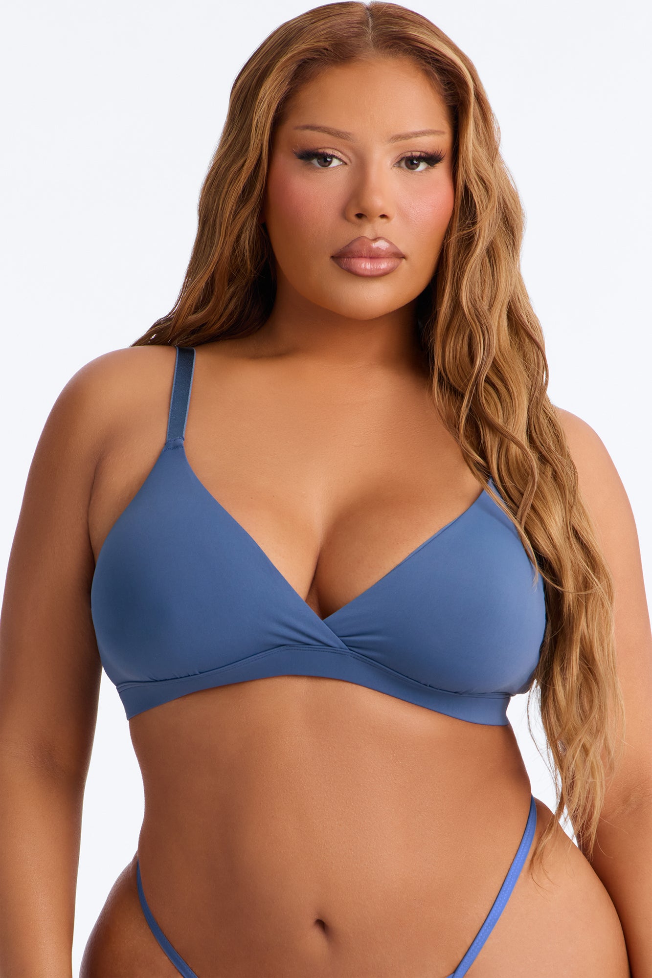 Nova Microfiber Triangle Bralette - Slate Blue