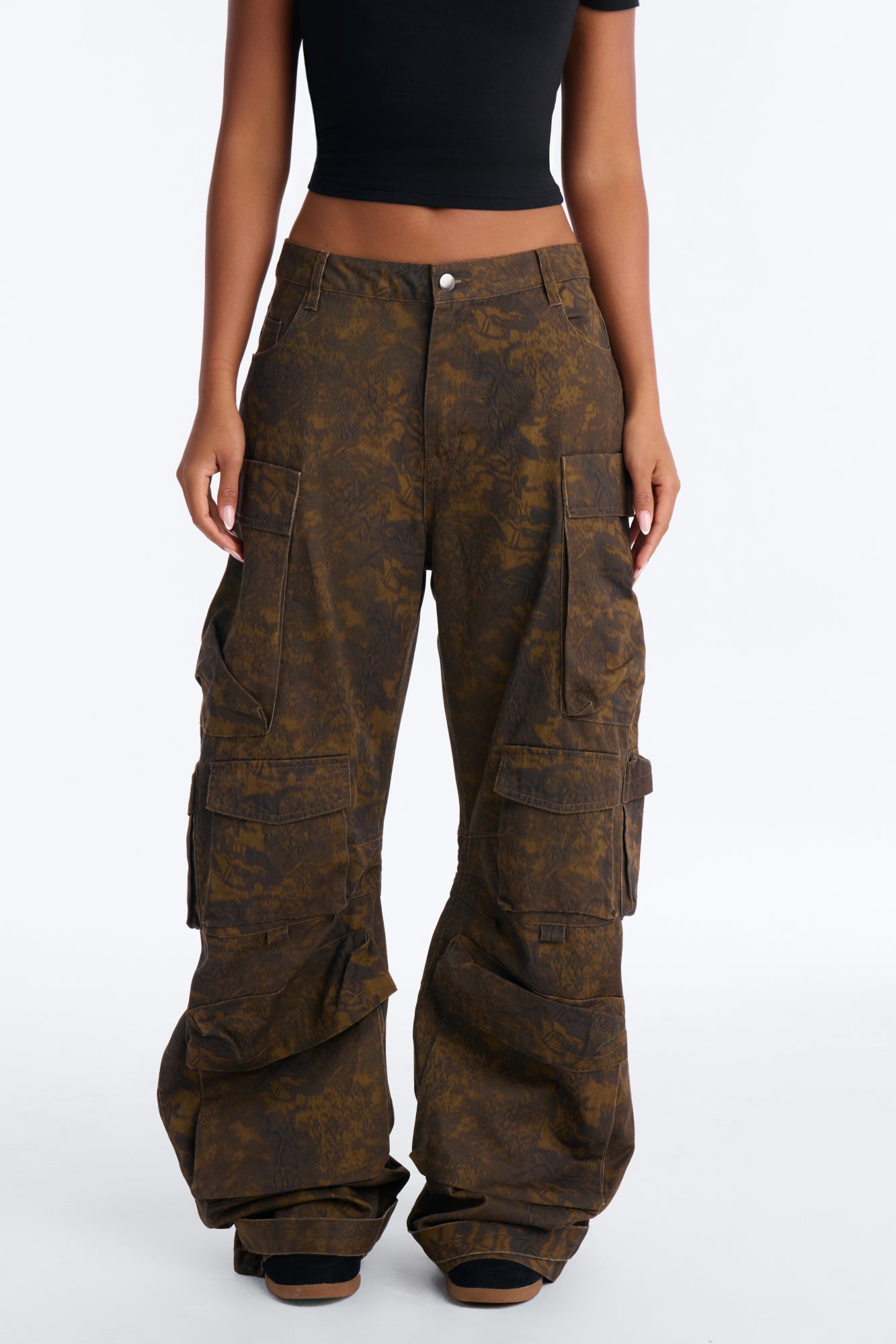 Reservoir Animal Print Utility Pant - Brown/combo