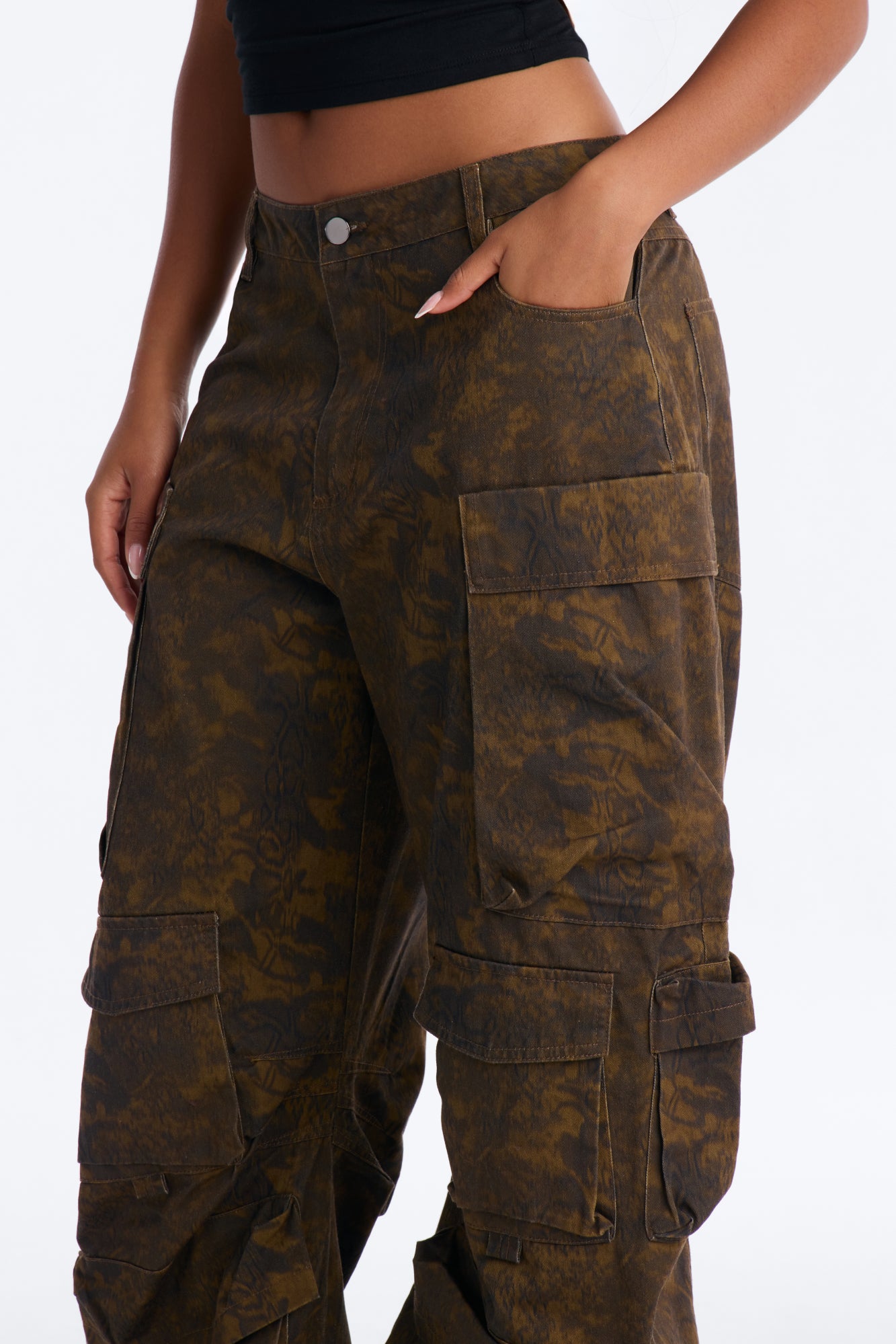 Reservoir Animal Print Utility Pant - Brown/combo