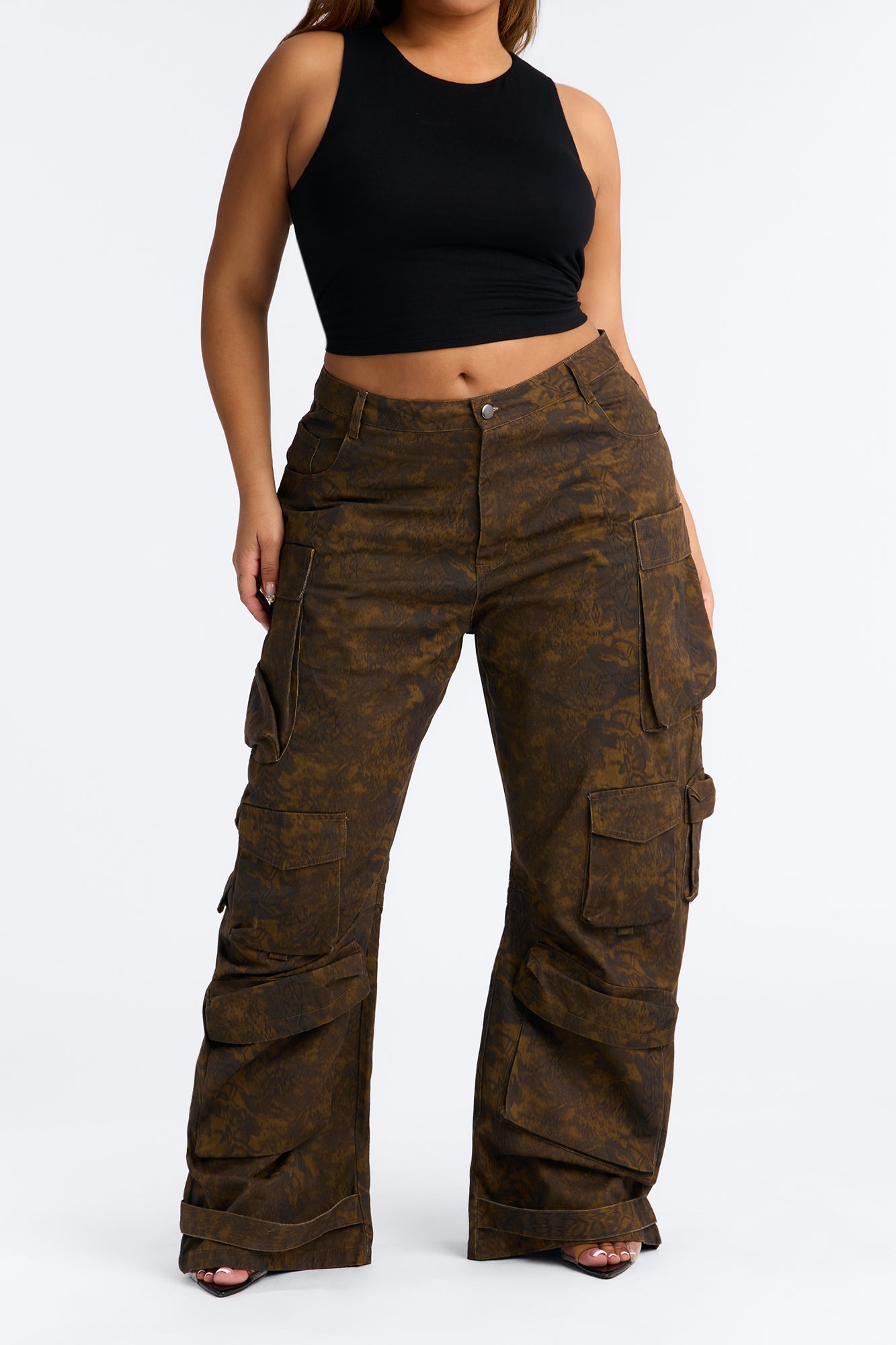 Reservoir Animal Print Utility Pant - Brown/combo