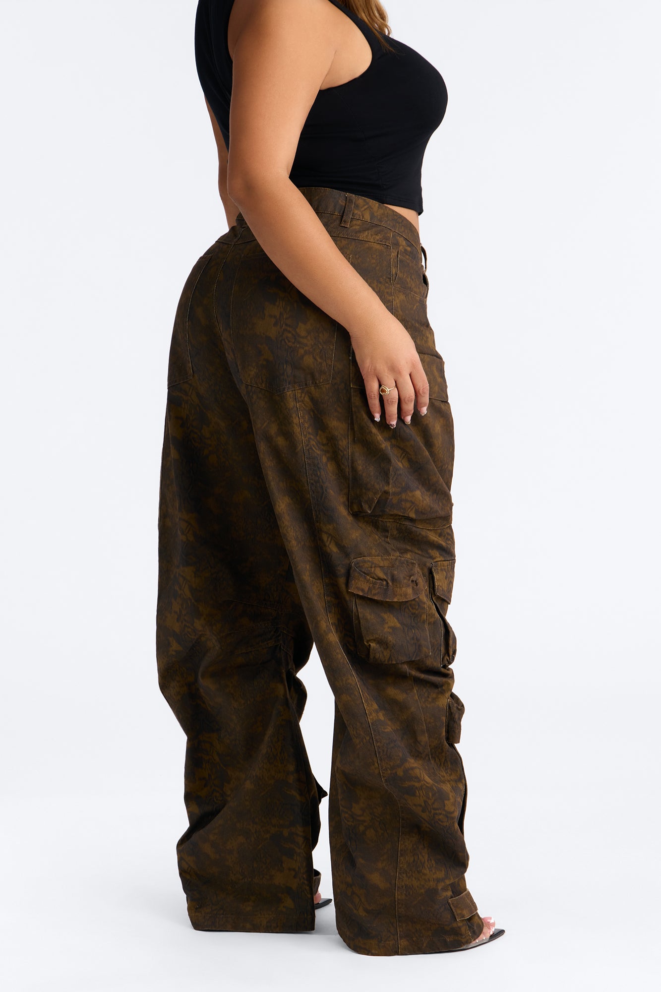 Reservoir Animal Print Utility Pant - Brown/combo