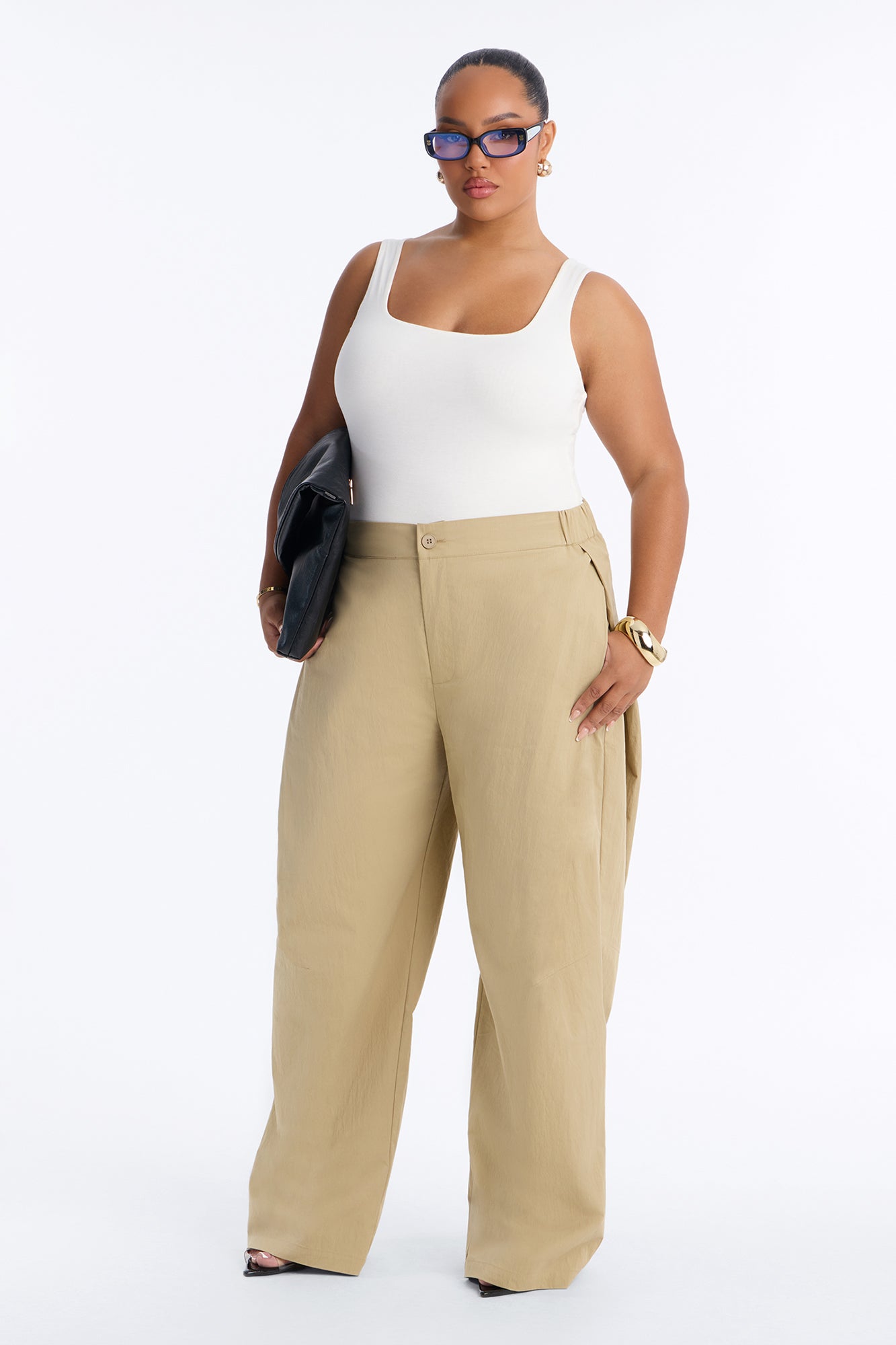 Slick Moves Only Windbreaker Barrel Pant 31″ - Taupe