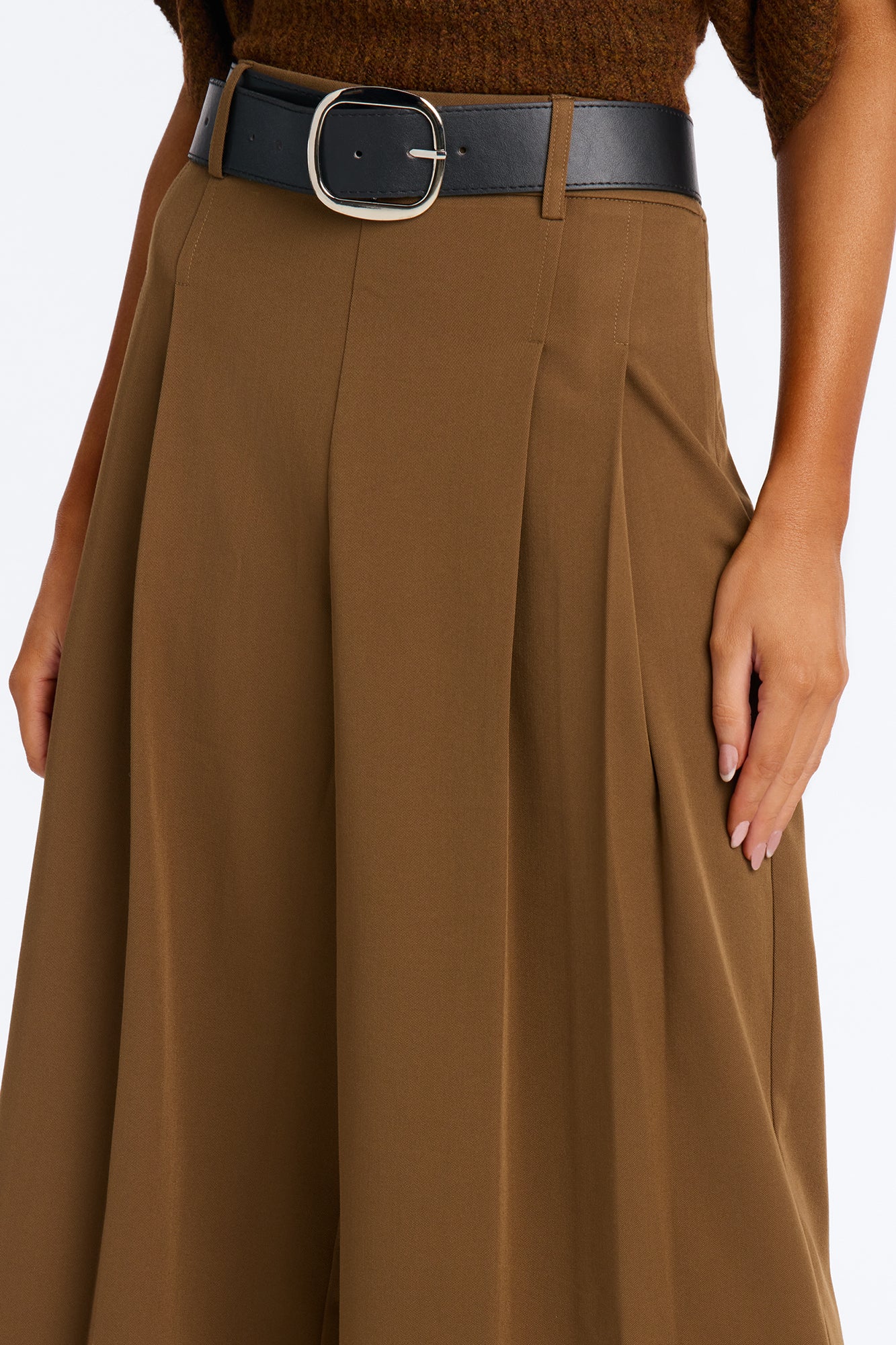 Misty High Rise Belted Culotte Trouser Pant - Caffe