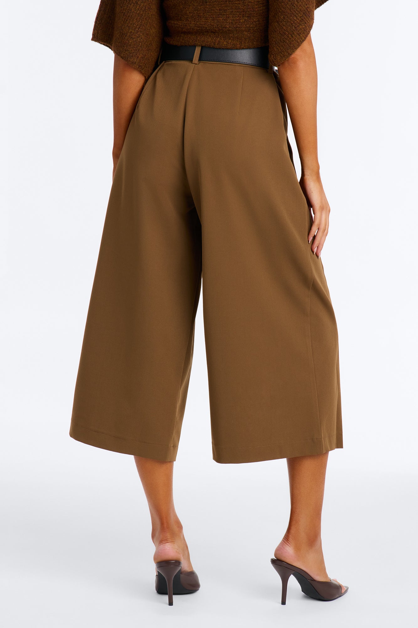 Misty High Rise Belted Culotte Trouser Pant - Caffe