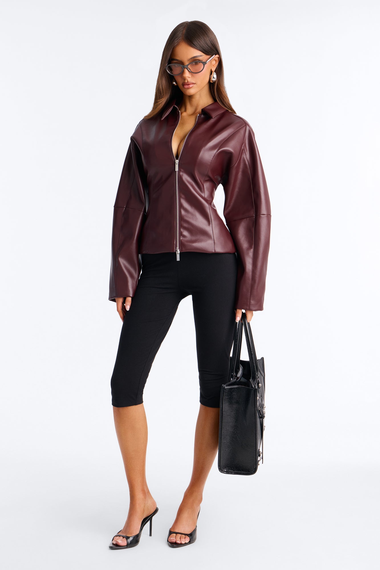 Deserve More Fitted Faux Leather Jacket - Burgundy