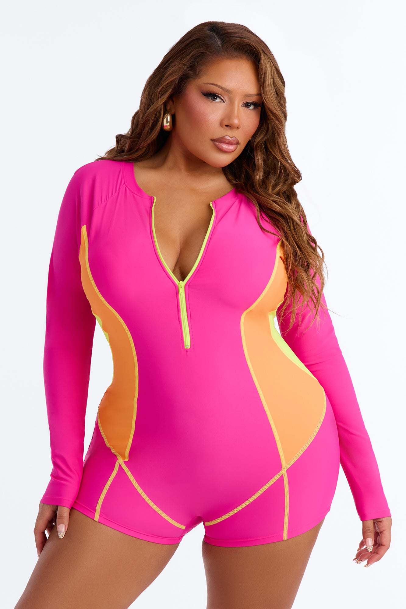 Lisa 1 Piece Rashguard Swimsuit - Pink/combo