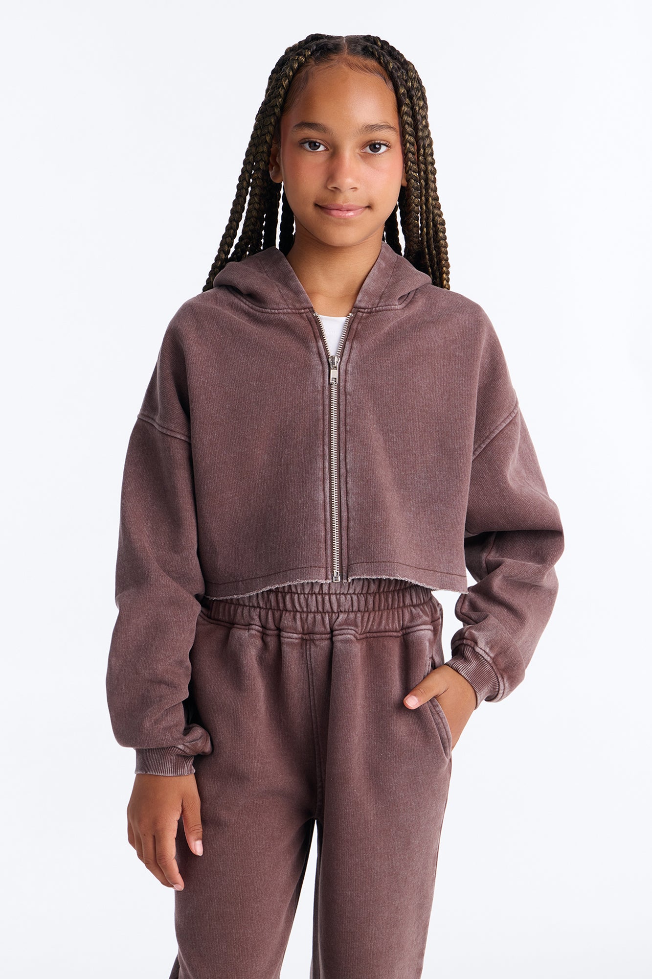 Mini On The Go Fleece Pant Set II - Chocolate