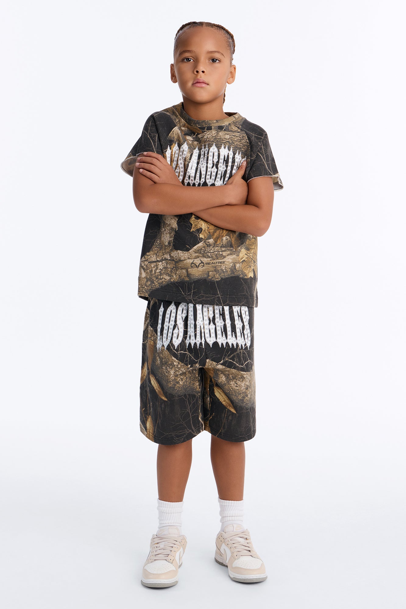 Mini Real Tree Shadow Los Angeles Rhinestone Sweatshort - Camouflage