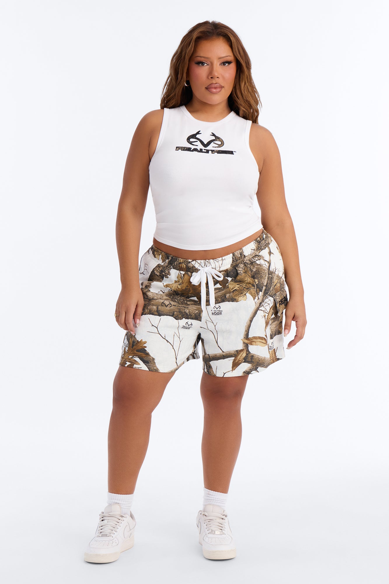 Realtree Fleece Cargo Short - White/combo