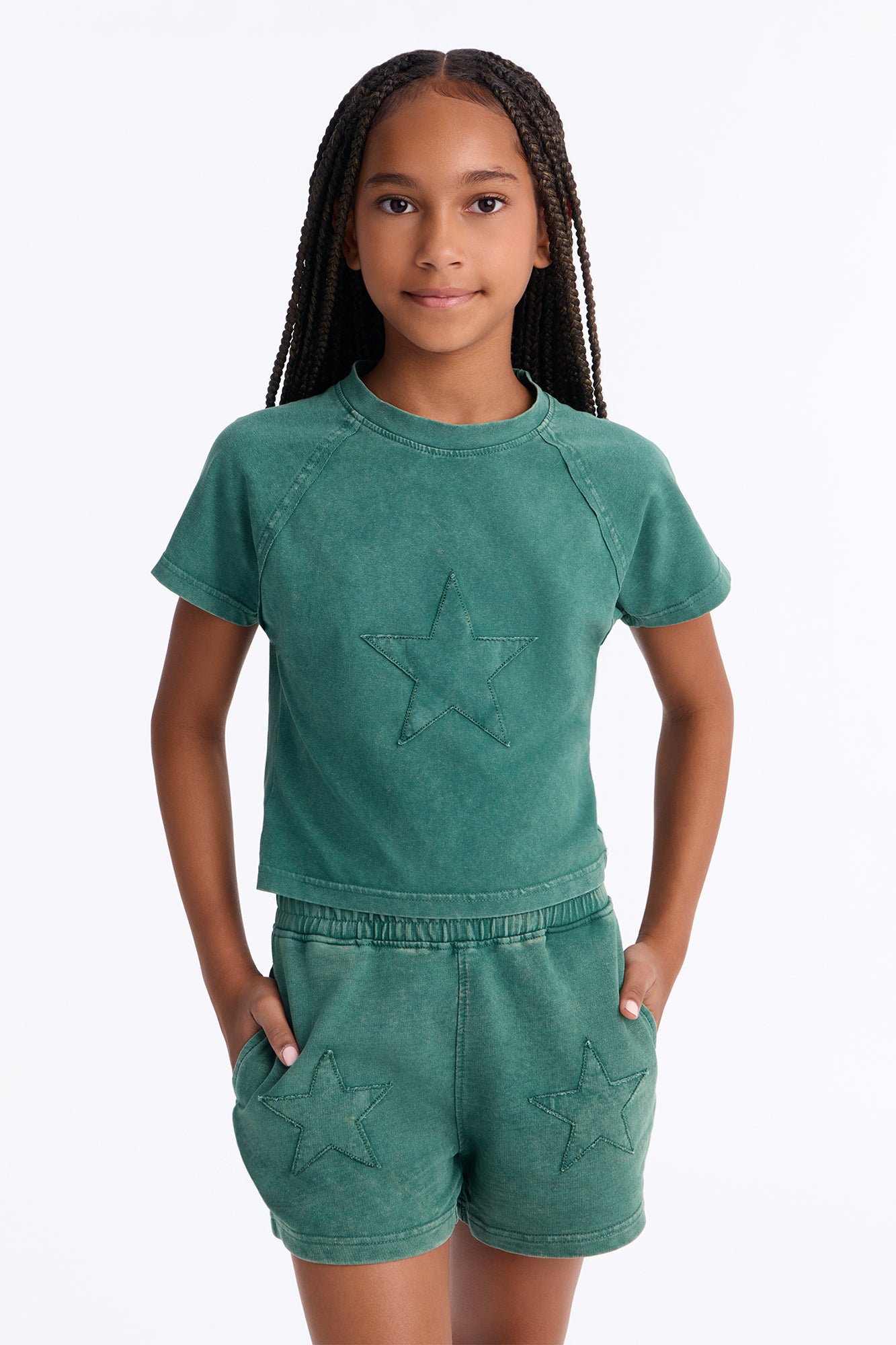 Mini Chill Queen Baby Tee Short Set - Hunter Green