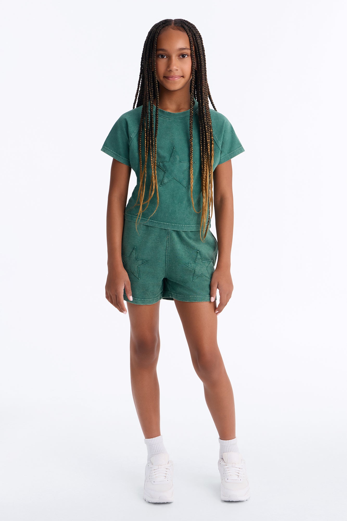 Mini Chill Queen Baby Tee Short Set - Hunter Green