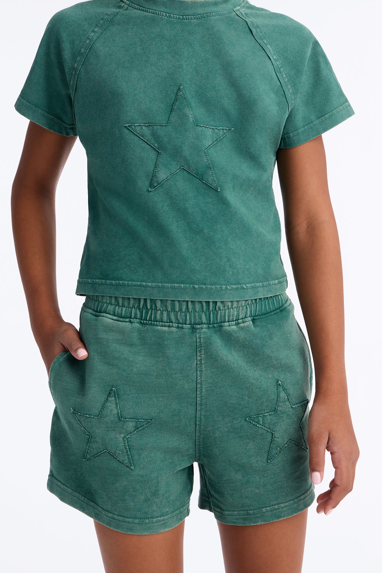 Mini Chill Queen Baby Tee Short Set - Hunter Green