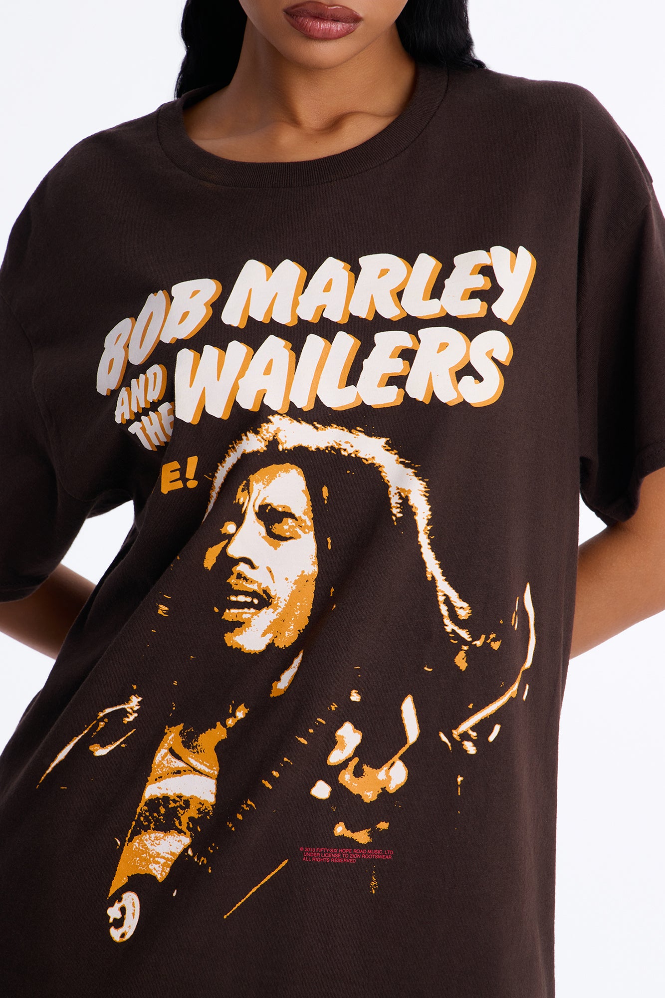 Bob Marley And The Wailers Washed Oversized Tee - Chocolate