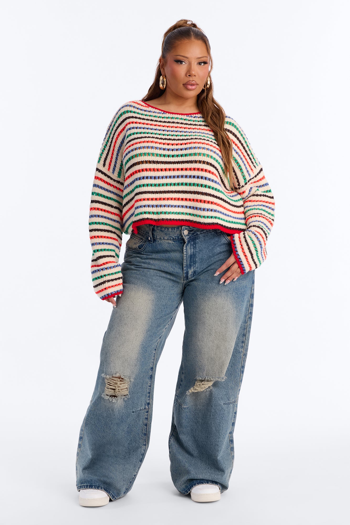 Quinn Striped Long Sleeve Sweater - MultiColor