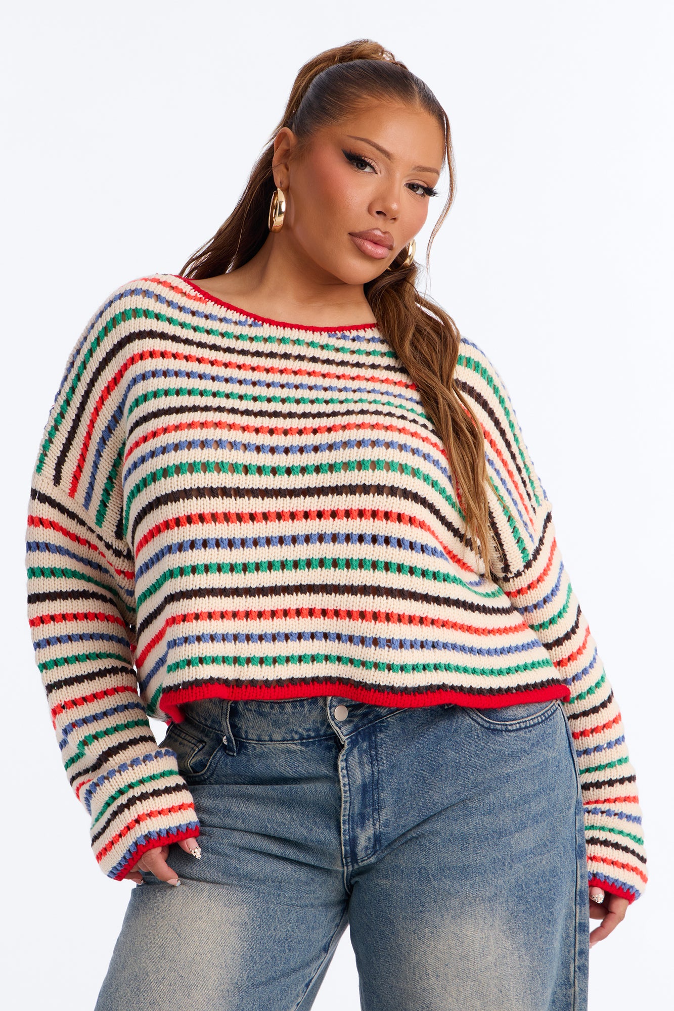Quinn Striped Long Sleeve Sweater - MultiColor