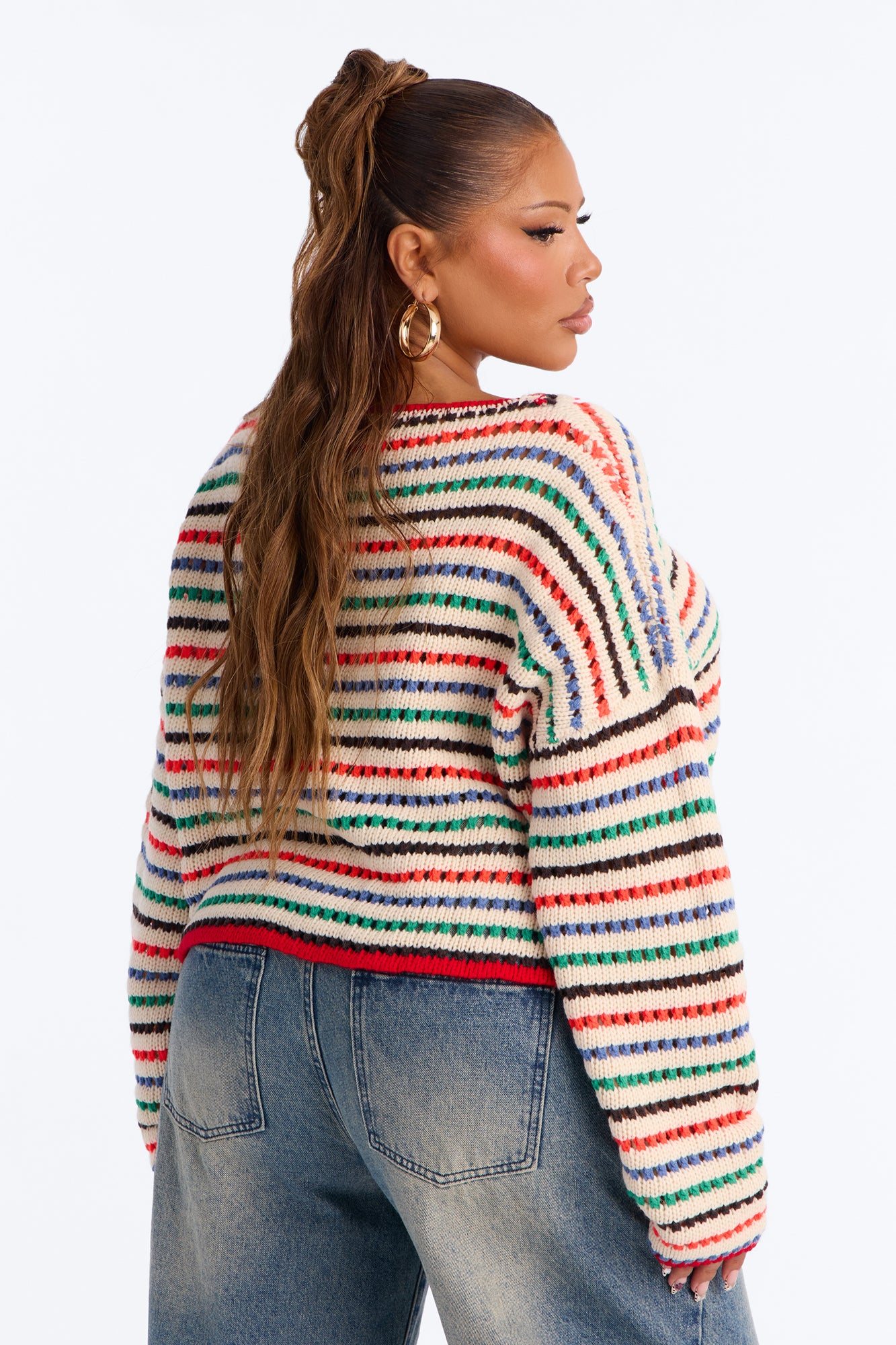 Quinn Striped Long Sleeve Sweater - MultiColor