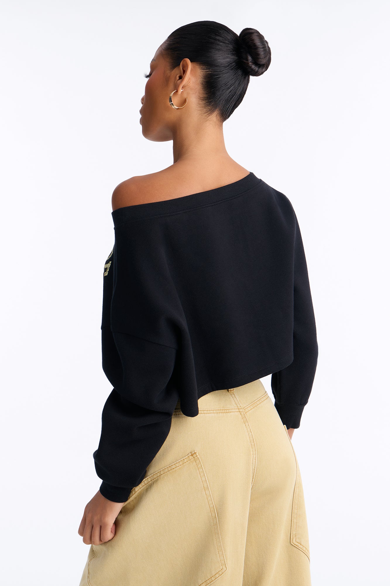Eastside Fleece Off Shoulder Sweatshirt - Black