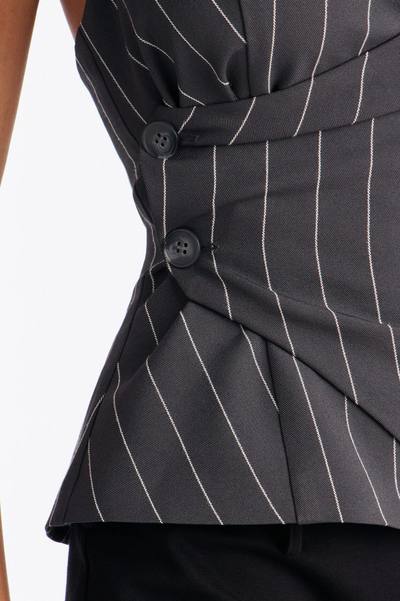On My Grind Pinstripe Halter Top - Charcoal/combo