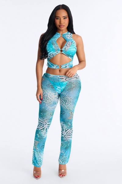 See What's Next 4 Piece Bikini And Coverup Set - Blue