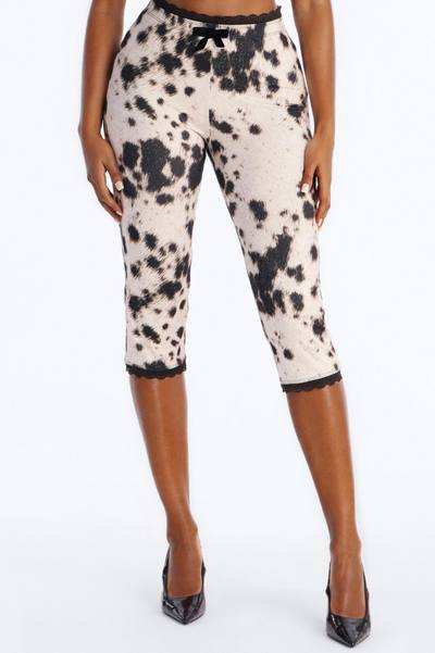 Florentina Lace Trim Capri Legging - Cream/combo