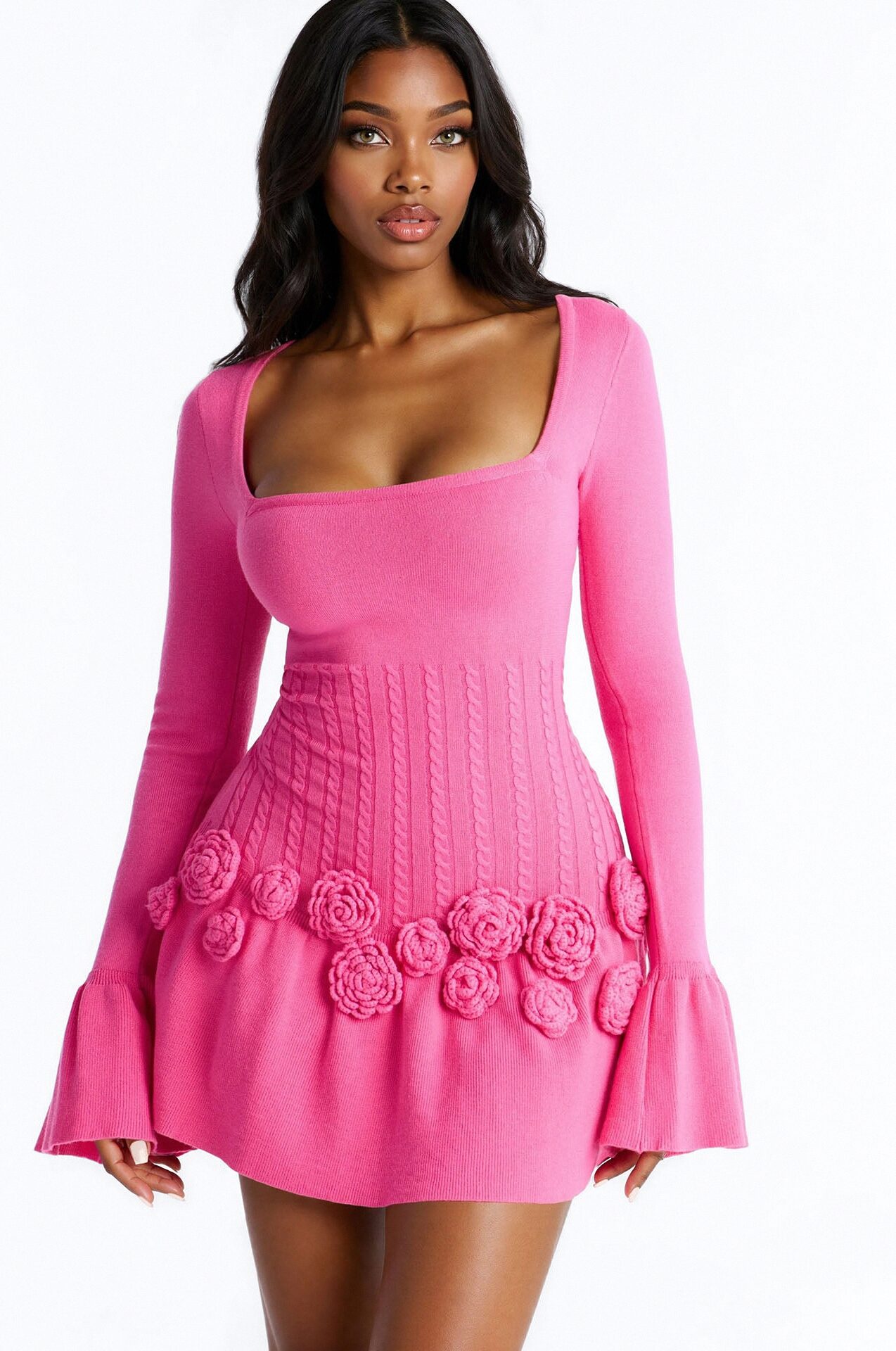 Silvana Rose Sweater Mini Dress - Pink
