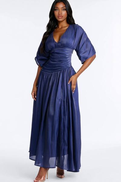 Liliana Cinched Organza Maxi Dress - Navy
