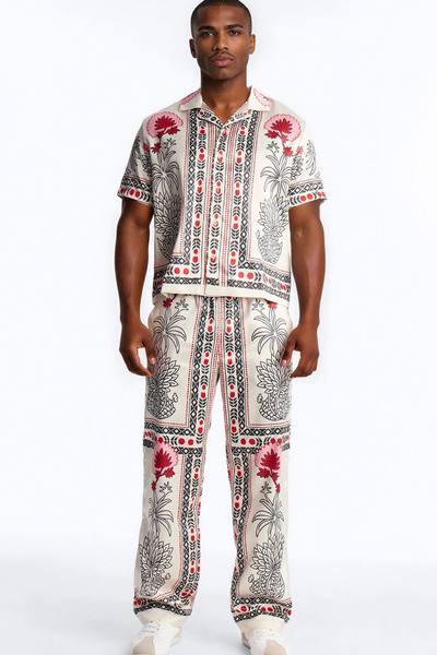 Patras Cuban Collar Button Up Shirt - White