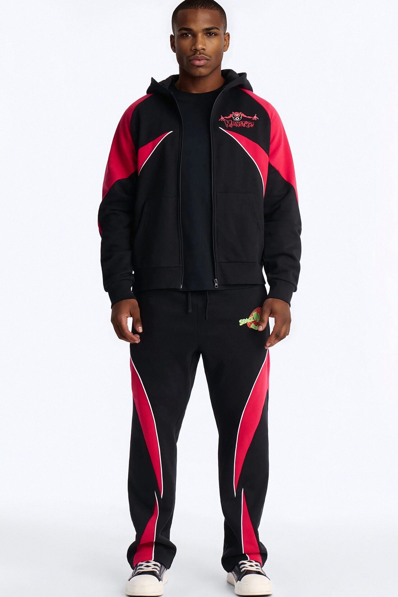 Space Jam Monstars Defense Paneled Straight Sweat Pants - Black
