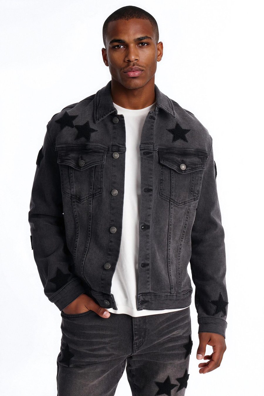 Stellar Denim Trucker Jacket - Black