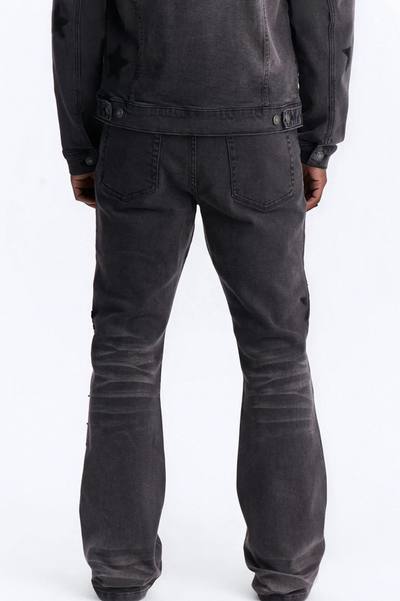 Stacked Skinny Flare Stellar Jean - Black