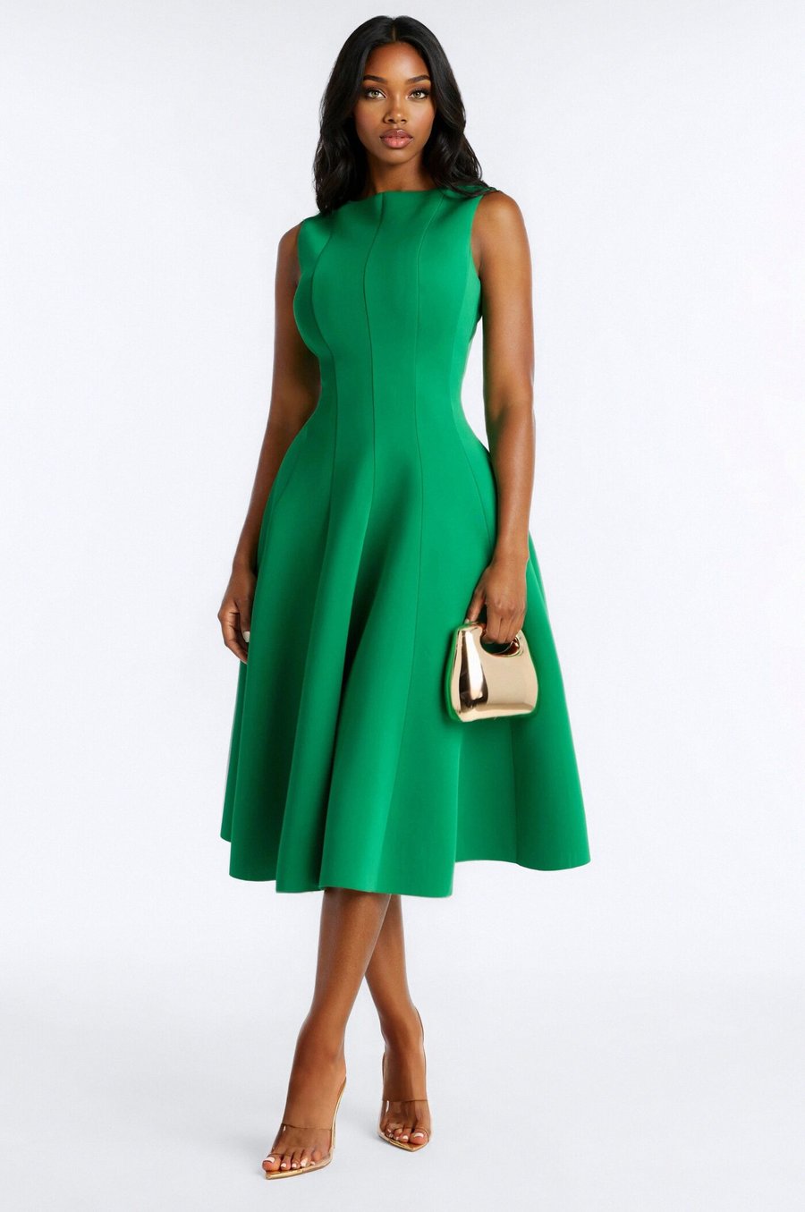 Sweet Sunday Pleated Midi Dress - Green
