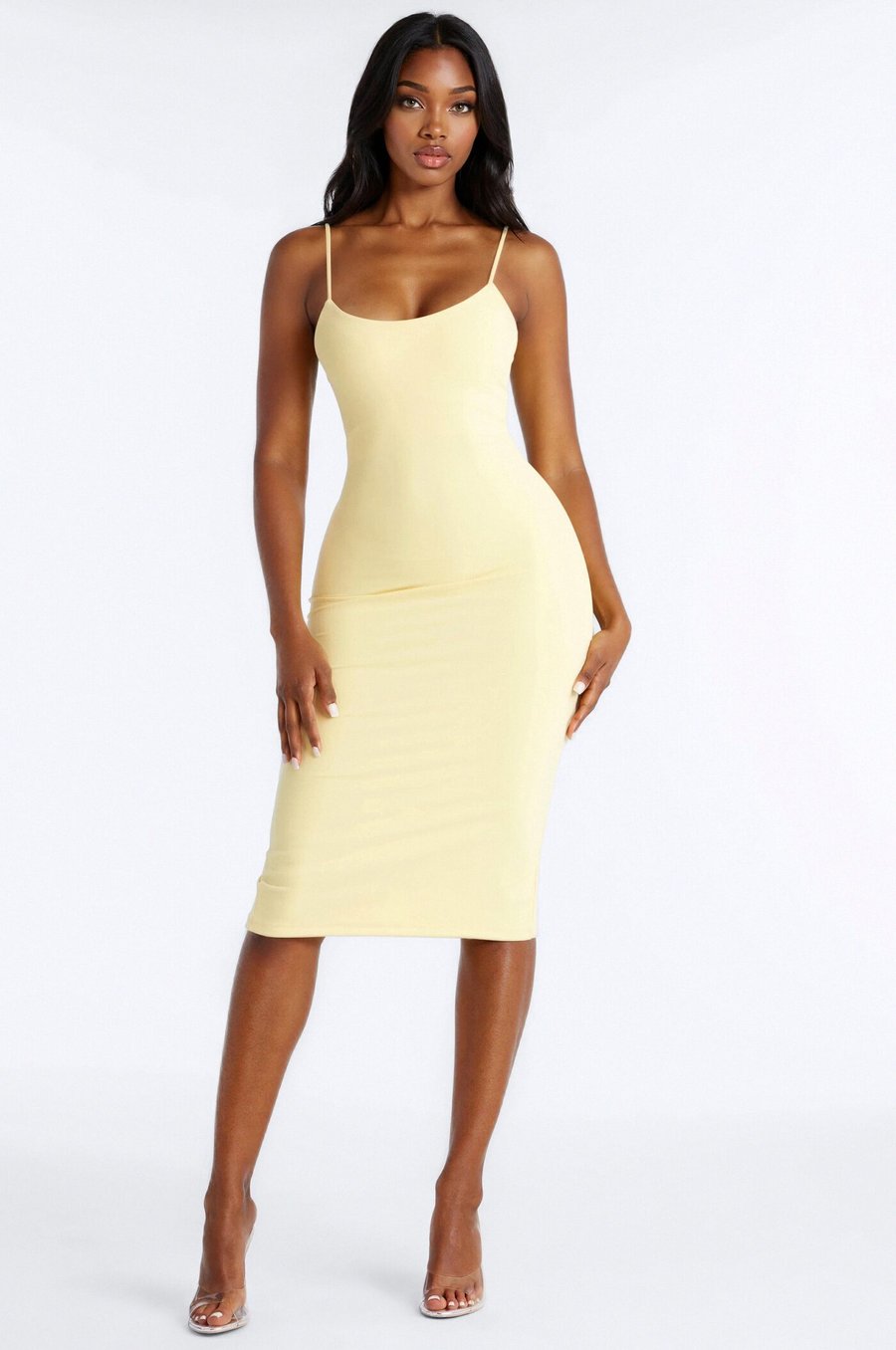Lylah Double Lined Midi Dress - Yellow